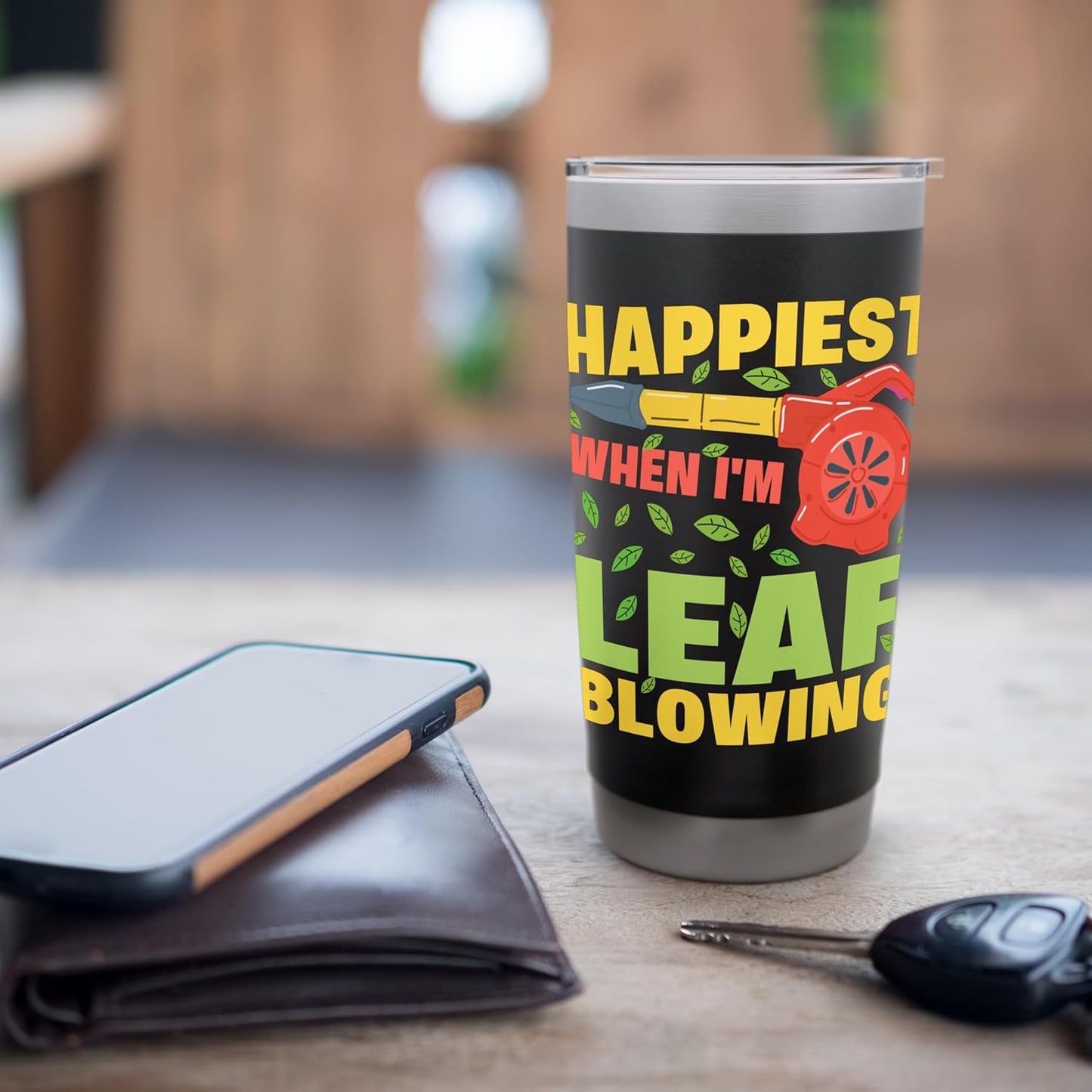 Happiest When I’m Leaf Blowing Yard Work Gardening Stainless Steel Insulated Tumbler