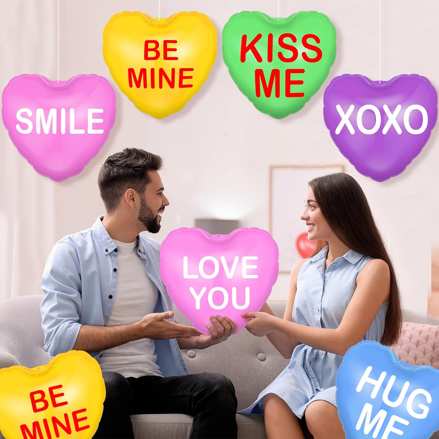 18 Pcs Valentines Day Inflatable Conversation Hearts Outdoor Decoratio