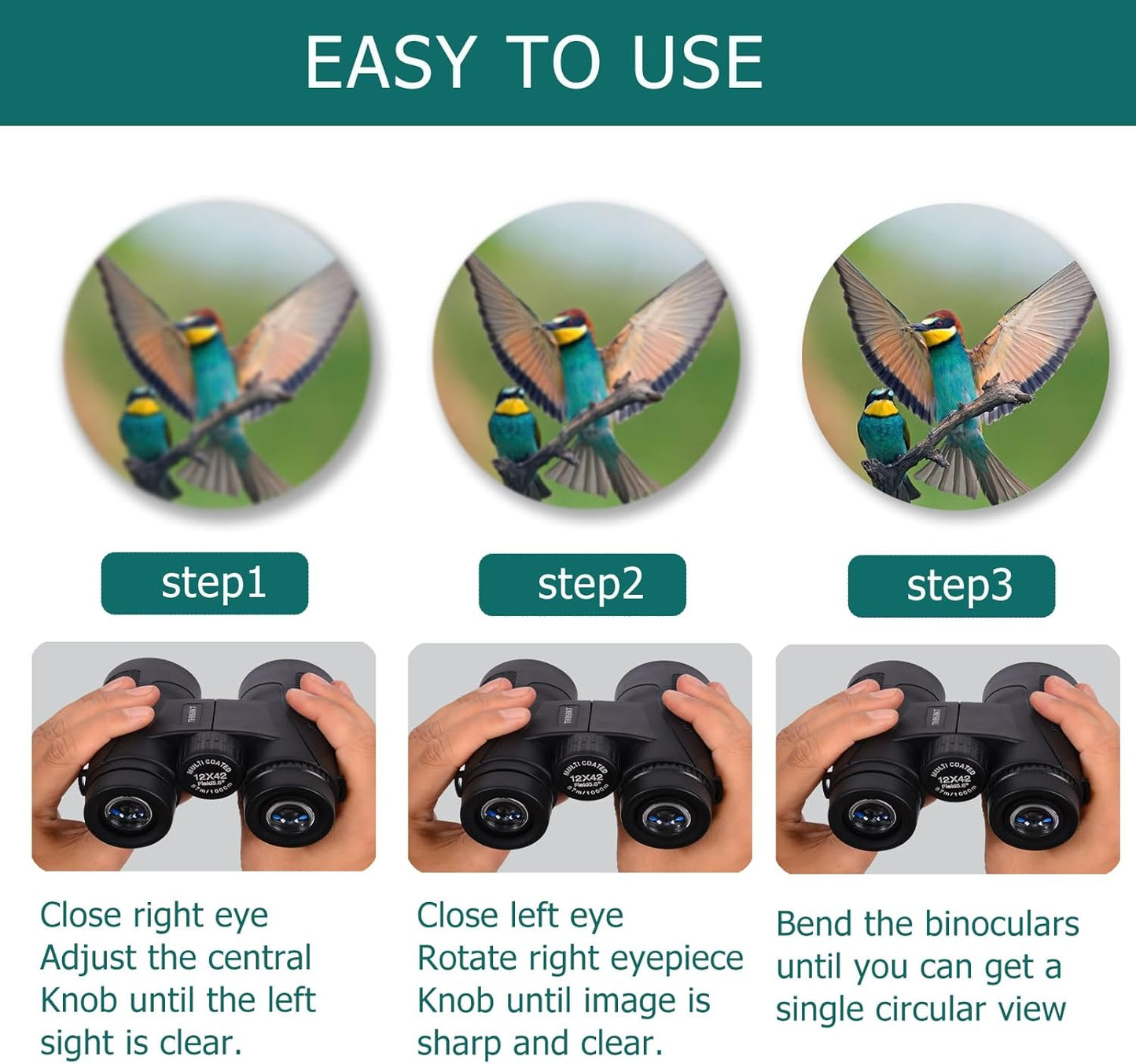 12x42 HD High-Powered Binoculars for Adults - Professional Grade with 