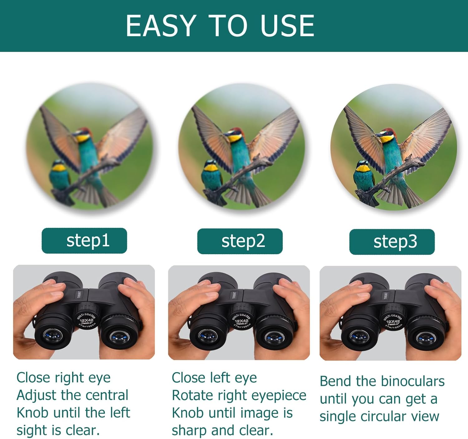 12x42 HD High-Powered Binoculars for Adults - Professional Grade with 