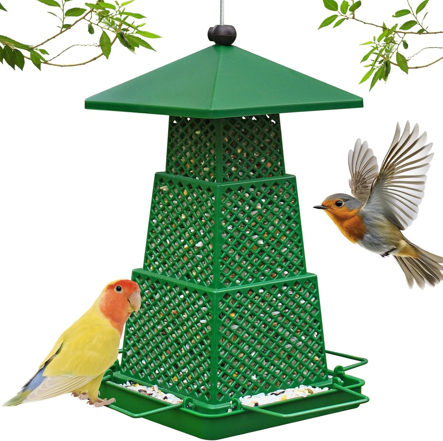 Bird Feeders for Outdoors Squirrel Proof - Collapsible Plastic Hanging Feeder, Easy to Fill for Garden Yard Patio, Ideal for Bird Lovers & Outdoor Enthusiasts