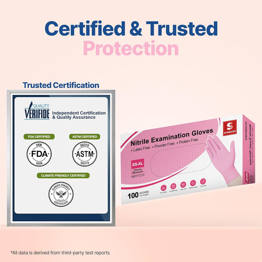 Schneider Nitrile Exam Gloves, 4-mil Medical Gloves Disposable Latex F