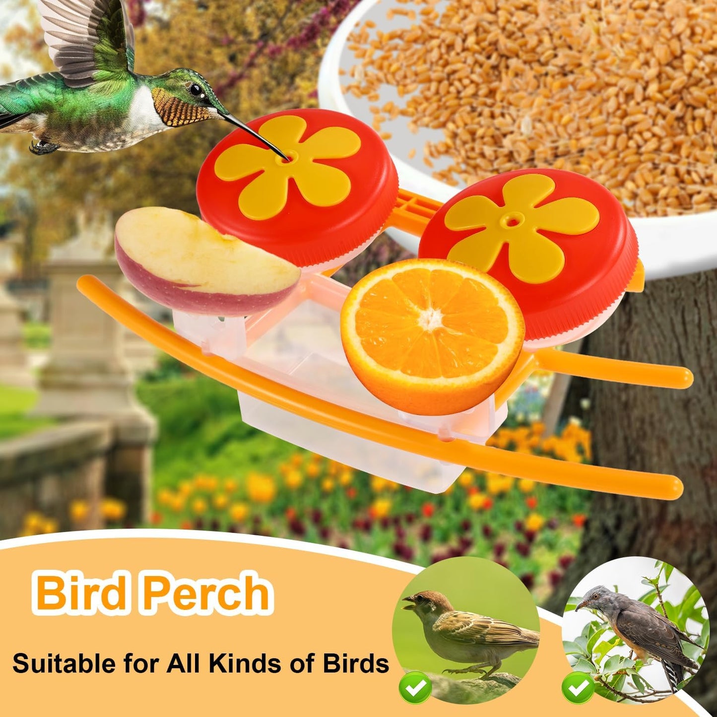 Smart Bird Feeder Accessory Set for NETVUE Birdfy Feeder, Smart Bird Feeder Perch with Add-Ons Includes Water Box Jelly Holder Fruit Holder Suitable for All Birds