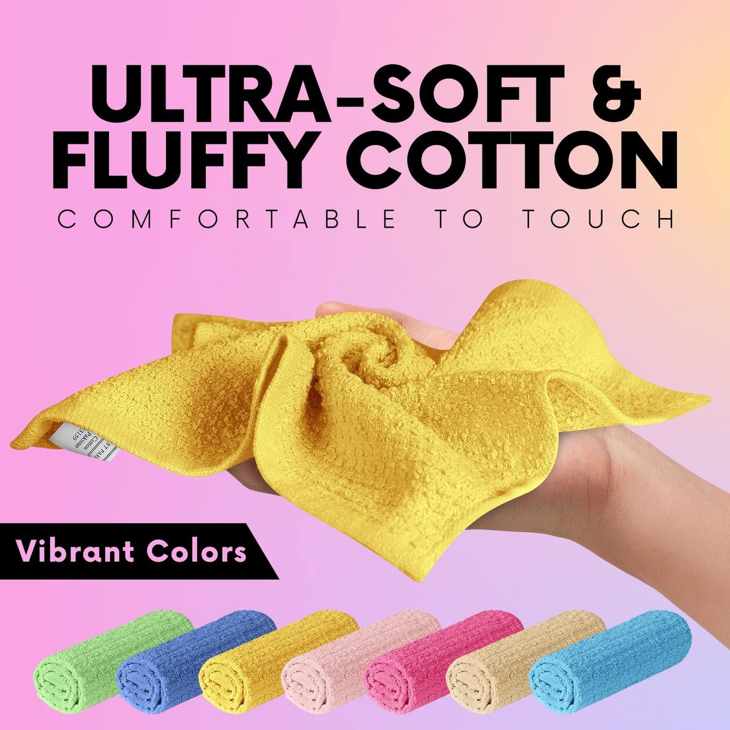 Elaine Karen Multicolored Body Wash Cloths Cotton Washcloths 8 Pack Cotton wash Cloths for Showering, Face Towels Cotton, Rags for Body - Soft and Absorbent - Wash Cloths for Body, 12 x 12 Inches