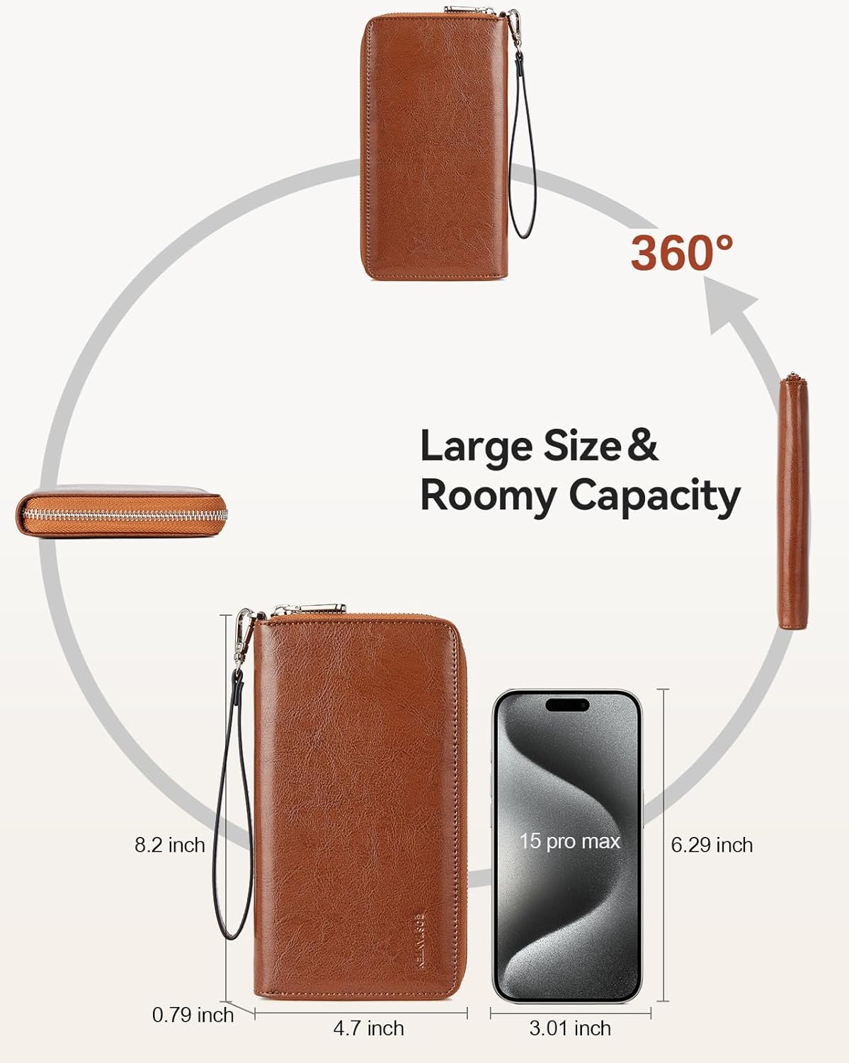 BOSTANTEN Leather Wallet for Women RFID Blocking Zip Around Credit Car