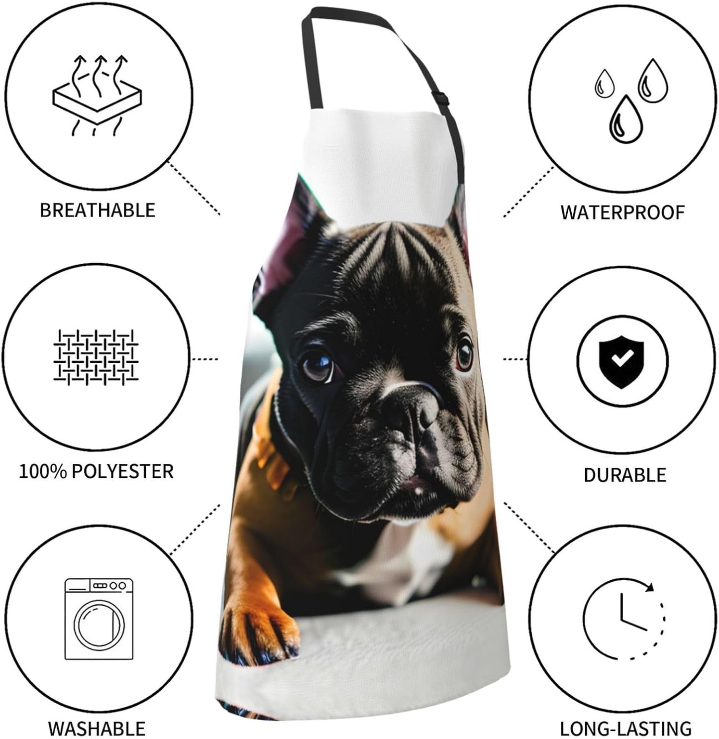 French Bulldog Print 28x33 In Adult Kitchen Apron with Pockets Versati