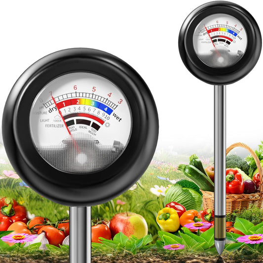 4-in-1 Soil Tester, Battery Free Plant Moisture Meter with PH/Moisture