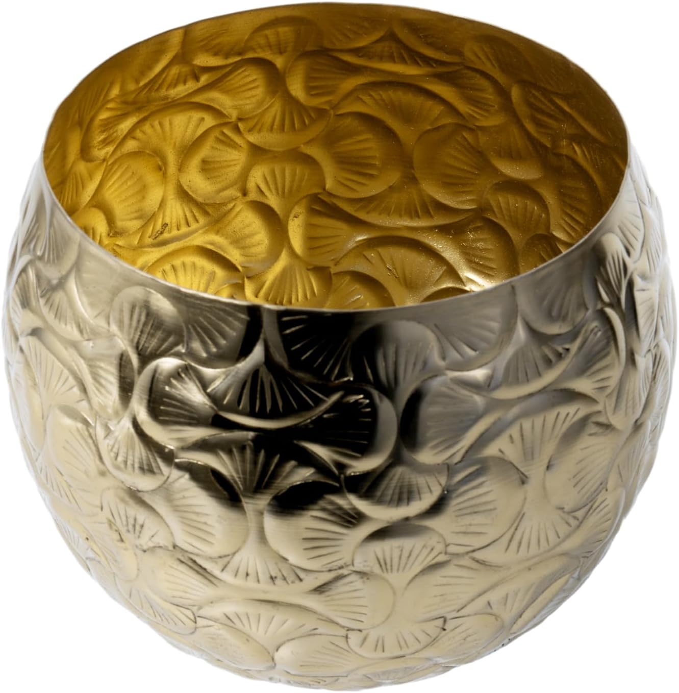 MyGift 5.5 inch Vintage Style Brass Tone Metal Embossed Ginkgo Leaf De