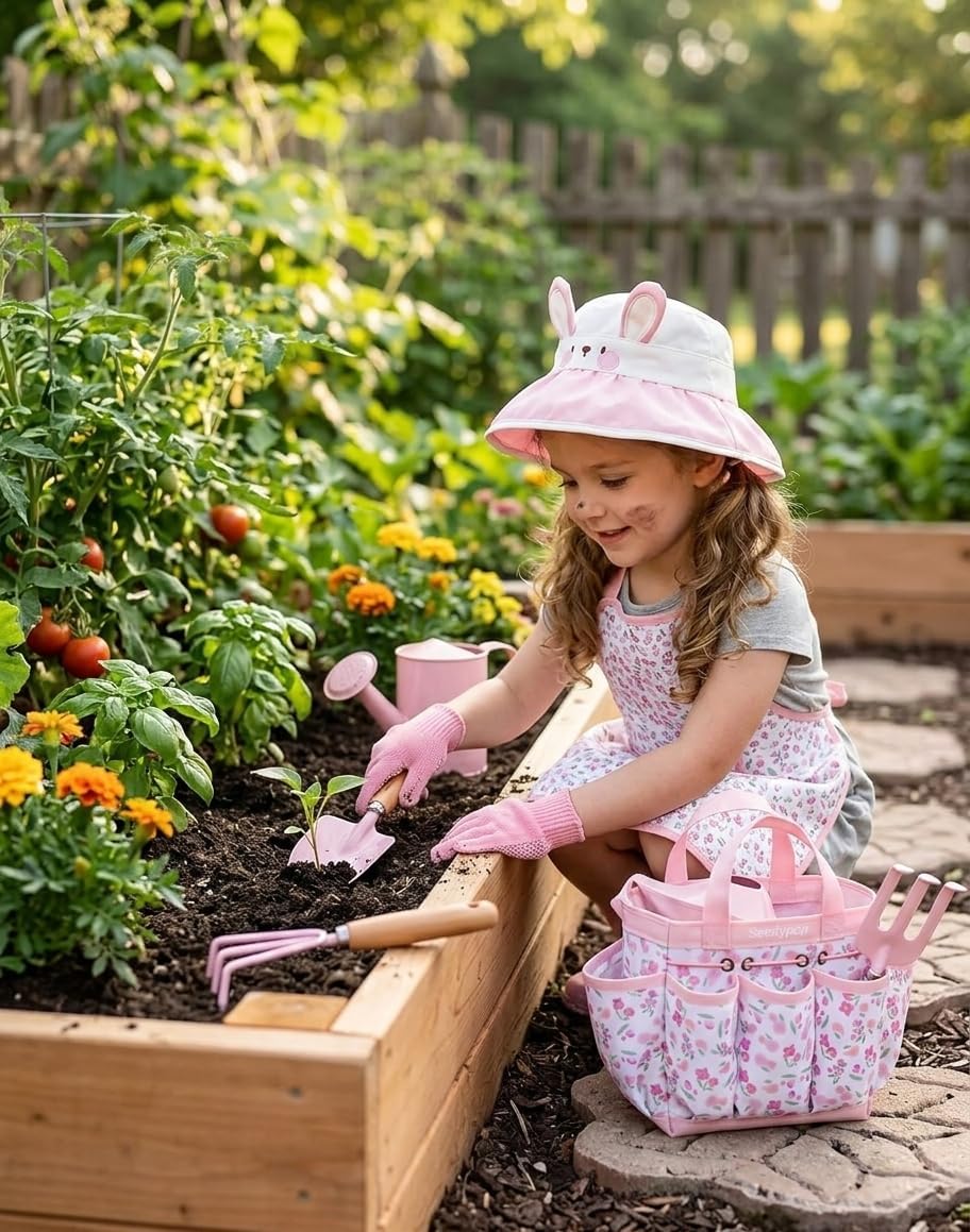 Kids Gardening Tool Set Toys - 8 Pieces Quality Garden Kit for Toddler