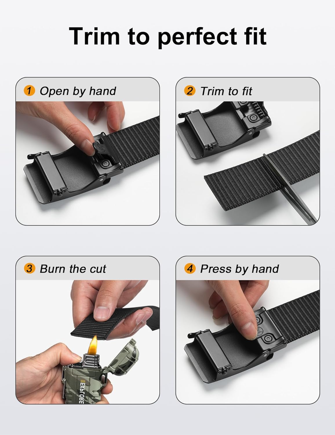 JUKMO Men's 1.5" Nylon Ratchet Belt, Casual Web Click Belt with Slide 