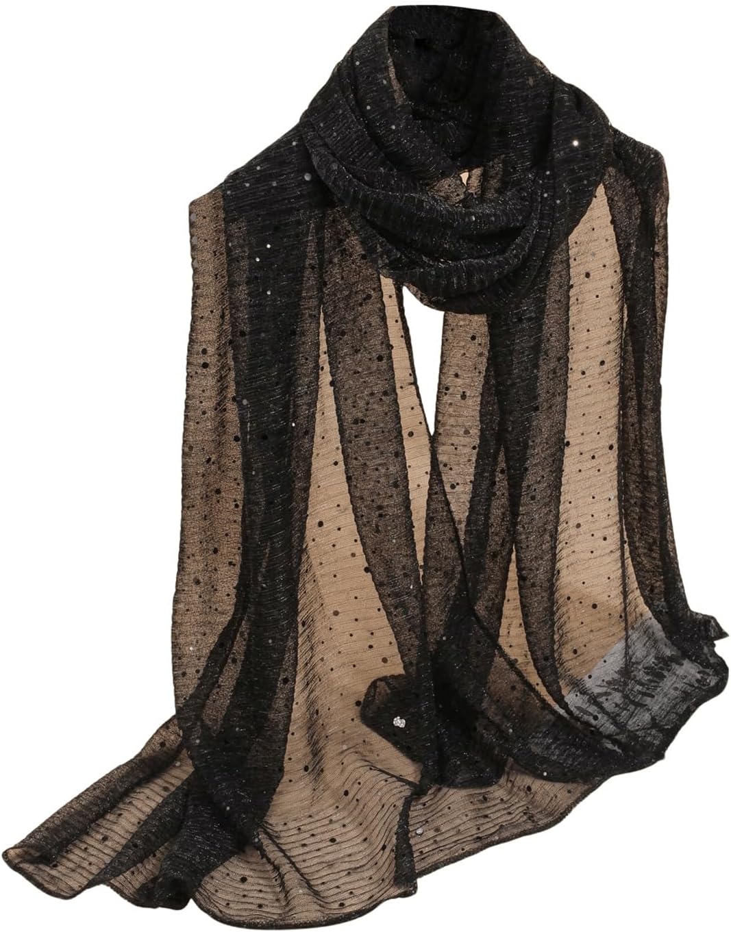 Floerns Women's Sequin Bandana Square Scarf Silk Scarves Mesh Shawl an