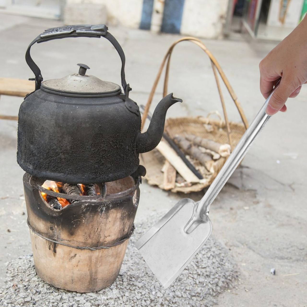 BESTOYARD Fireplace Shovel Long Handle Ash Shovel for Wood Stove Coal and Ash Cleanup Lightweight 15.74X3.74 Inch for Home Fire Pit and BBQ