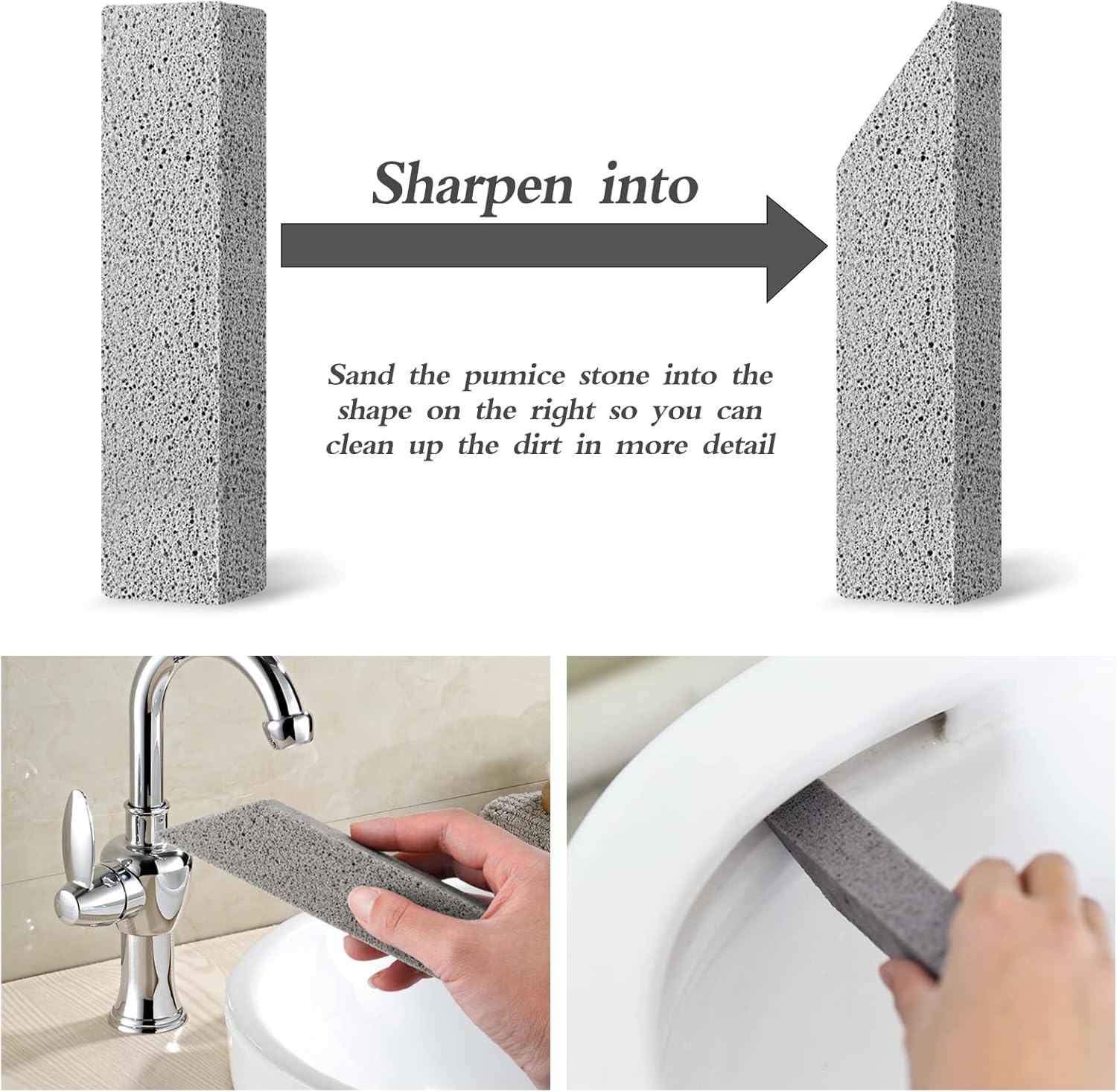 6Pack Pumice Stone for Toilet Cleaning Bowl Stick,Powerfully Cleans Ha