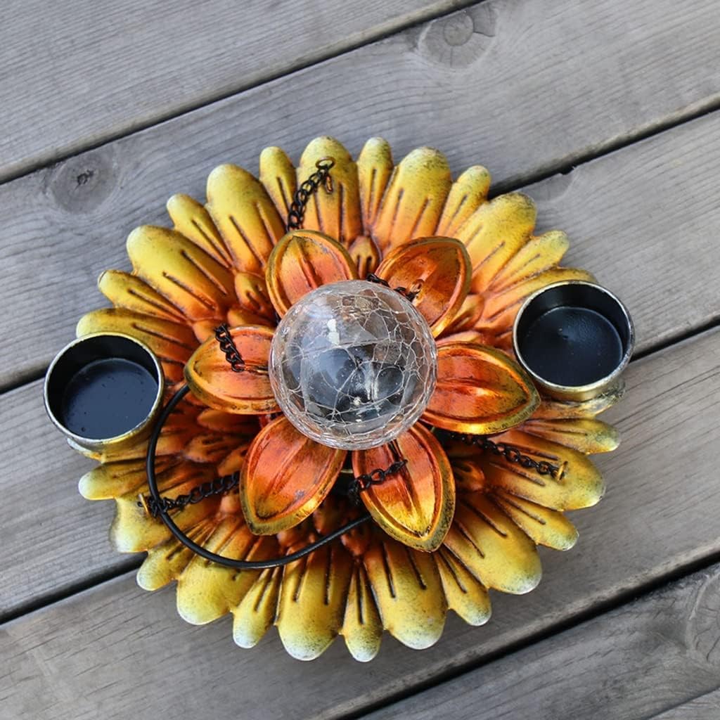 Bird Feeder Outdoor Hanging Bird Feeders Solar Flower LED Bird Feeder with Drinking Cup for Wild Bird Yard Decoration