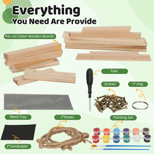 Squirrel Picnic Table Feeder, DIY Wood Building Kits with Paint Set,fo