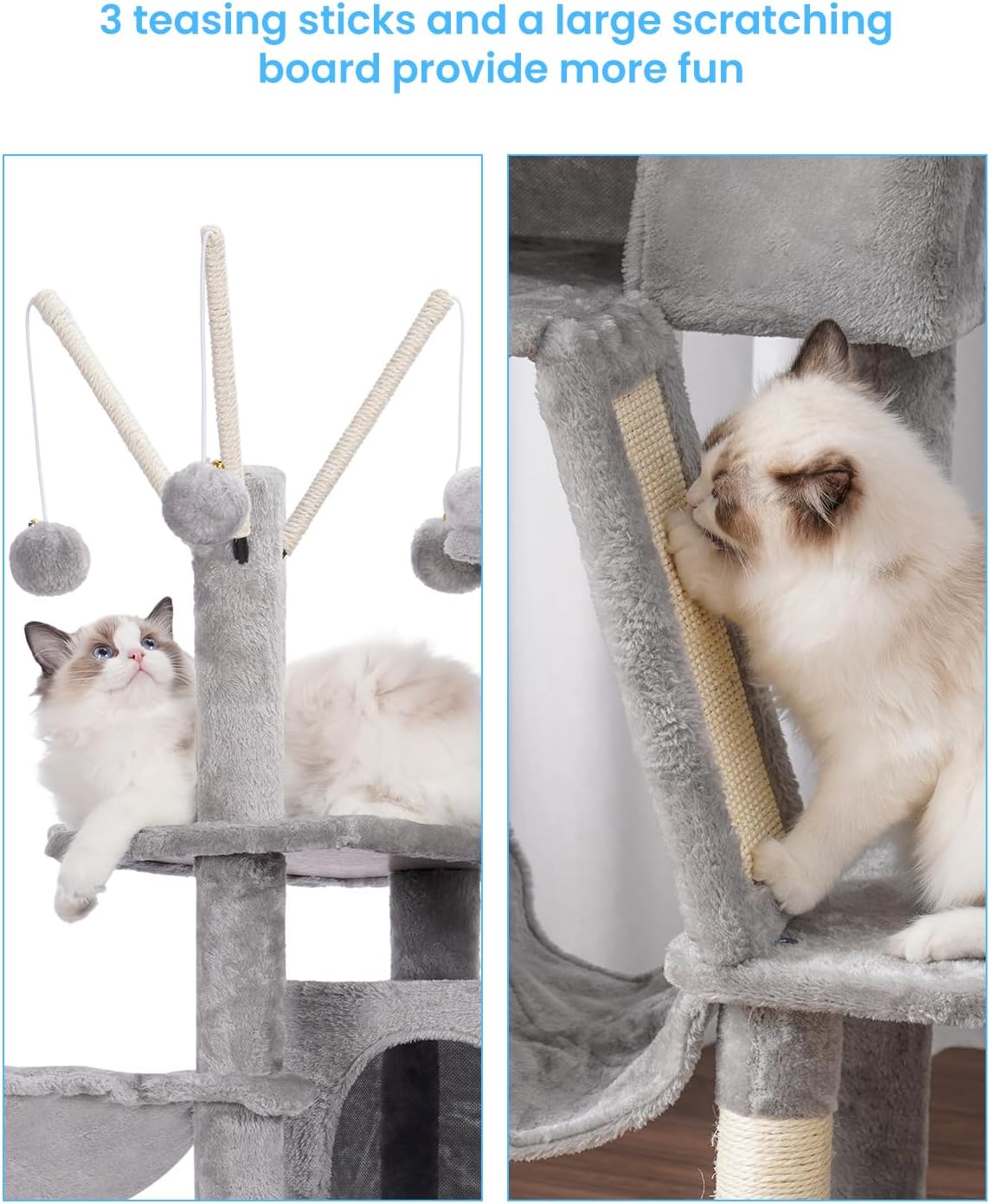 Hey-brother Cat Tree, 53 inch Cat Tower for Indoor Cats, Cat House wit