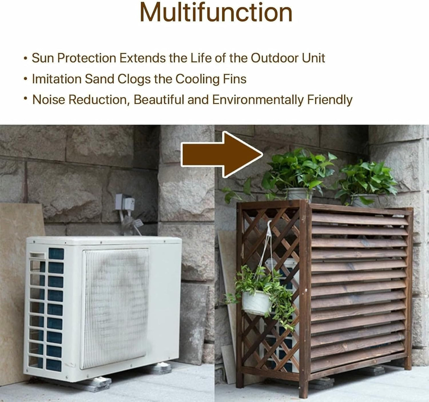 Air Conditioning Cover Solid Wood Window Air Conditioner Cover Privacy Screen Fence,Outdoor Privacy Air Conditioner Cover Trash Can Shell Flower Stand Plant Flower Pot Display Stand