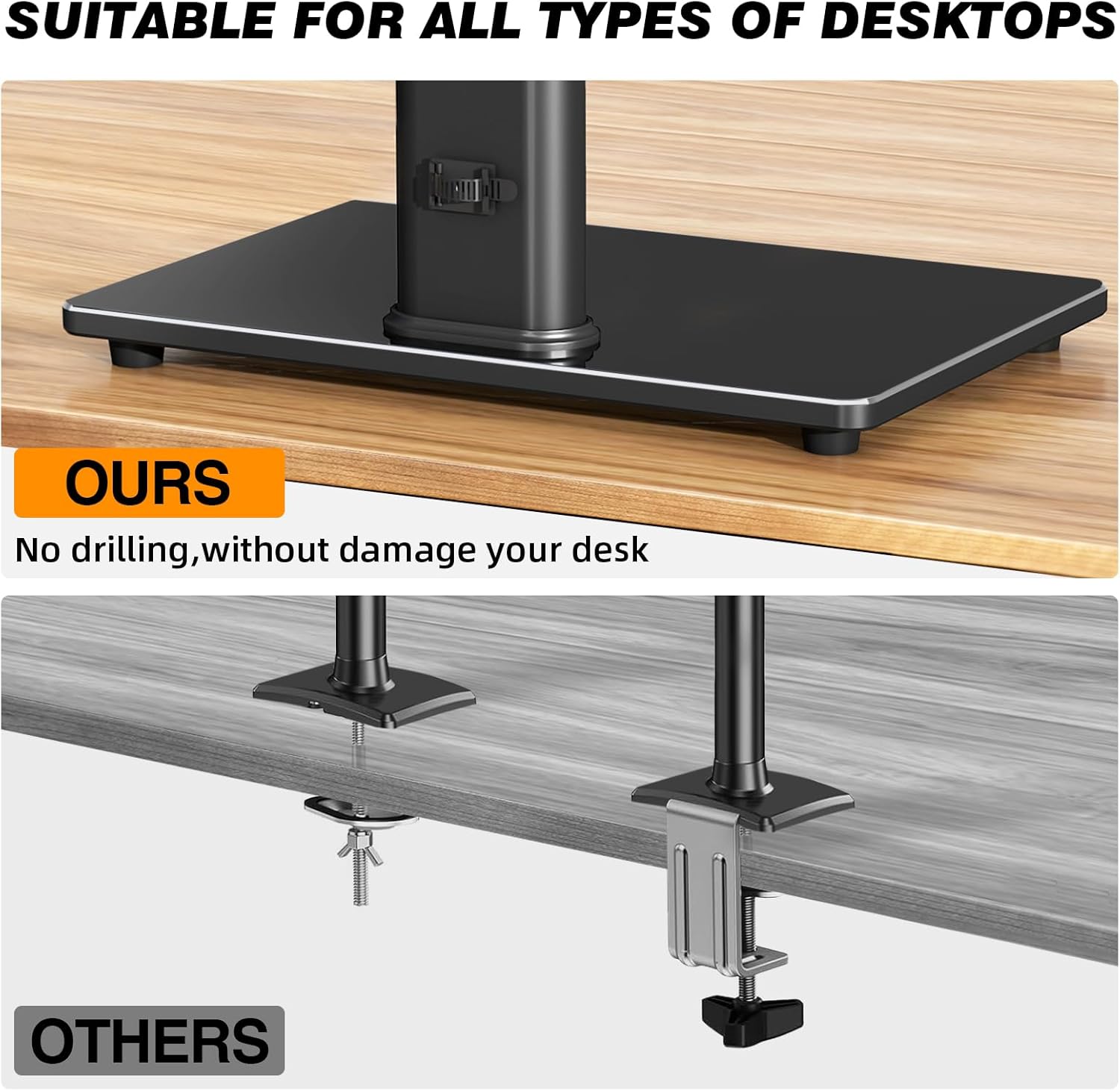 Single Monitor Stand VESA Mount for 13-32 Inch Screens, Free-Standing 