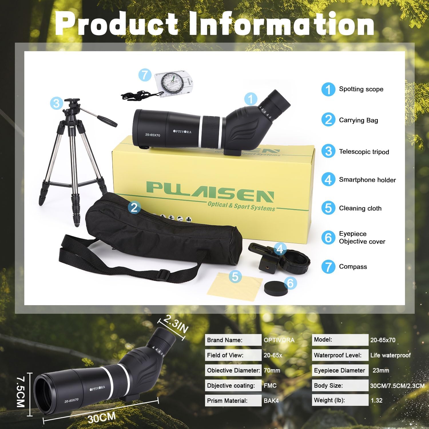 Spotting Scopes,20-65x70 Spotting Scope with Tripod,Phone Adapter and 