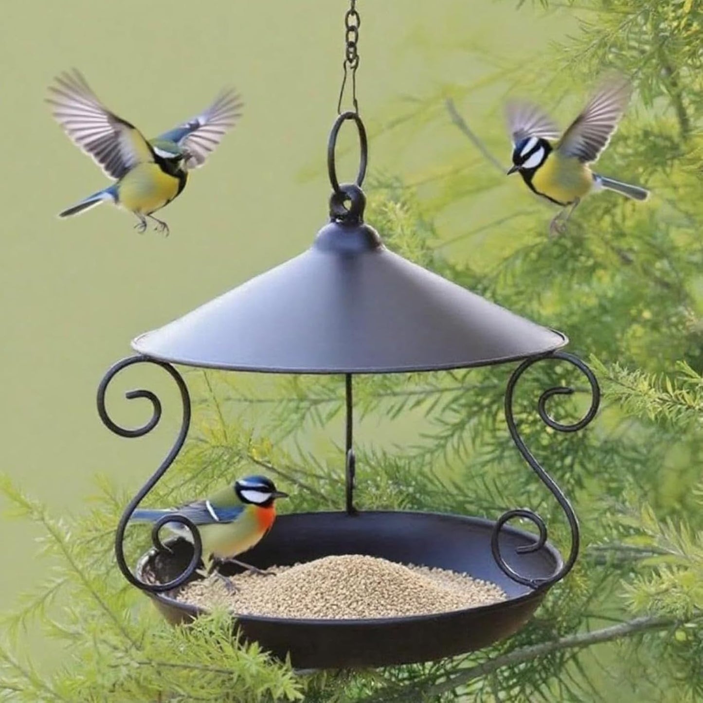 Bird Feeders for Outdoors,Metal Rainproof Feeding Holder - Hangable Bird Feeder | for Patio Lawn Backyard Balcony Birdwatching Park Porch Deck Terrace Garden