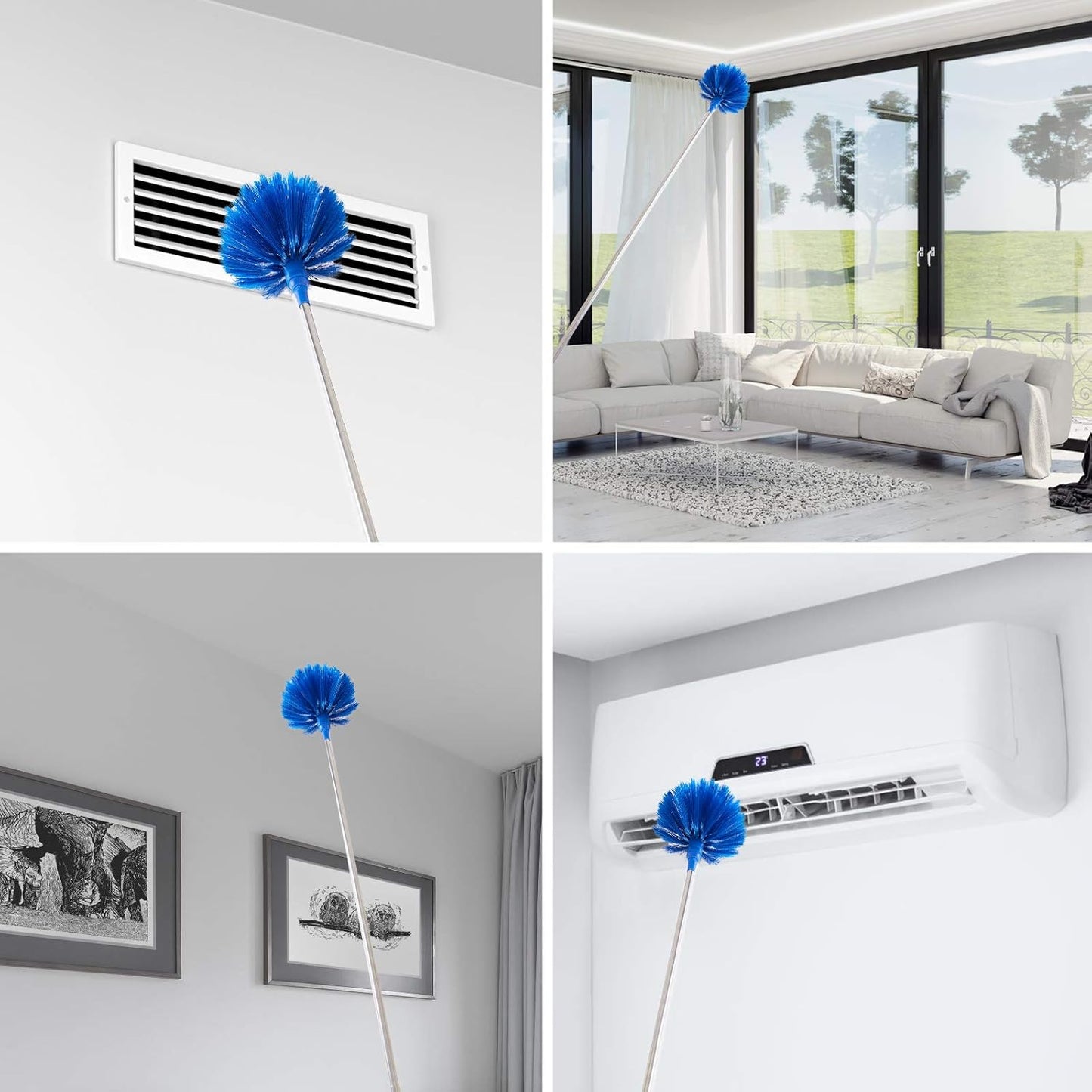 Cobweb Duster with Extension Pole, Washable Cleaning Duster Kit with 2