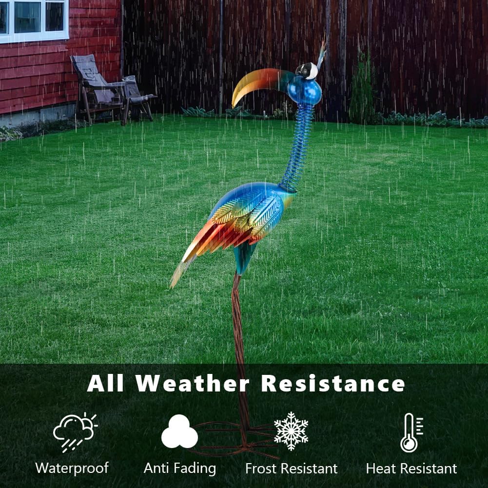 DREAMSOUL 30" Tall Bird Garden Statues Metal Standing Bird Outdoor Statues, 3D Funny Statue for Garden Patio Lawn