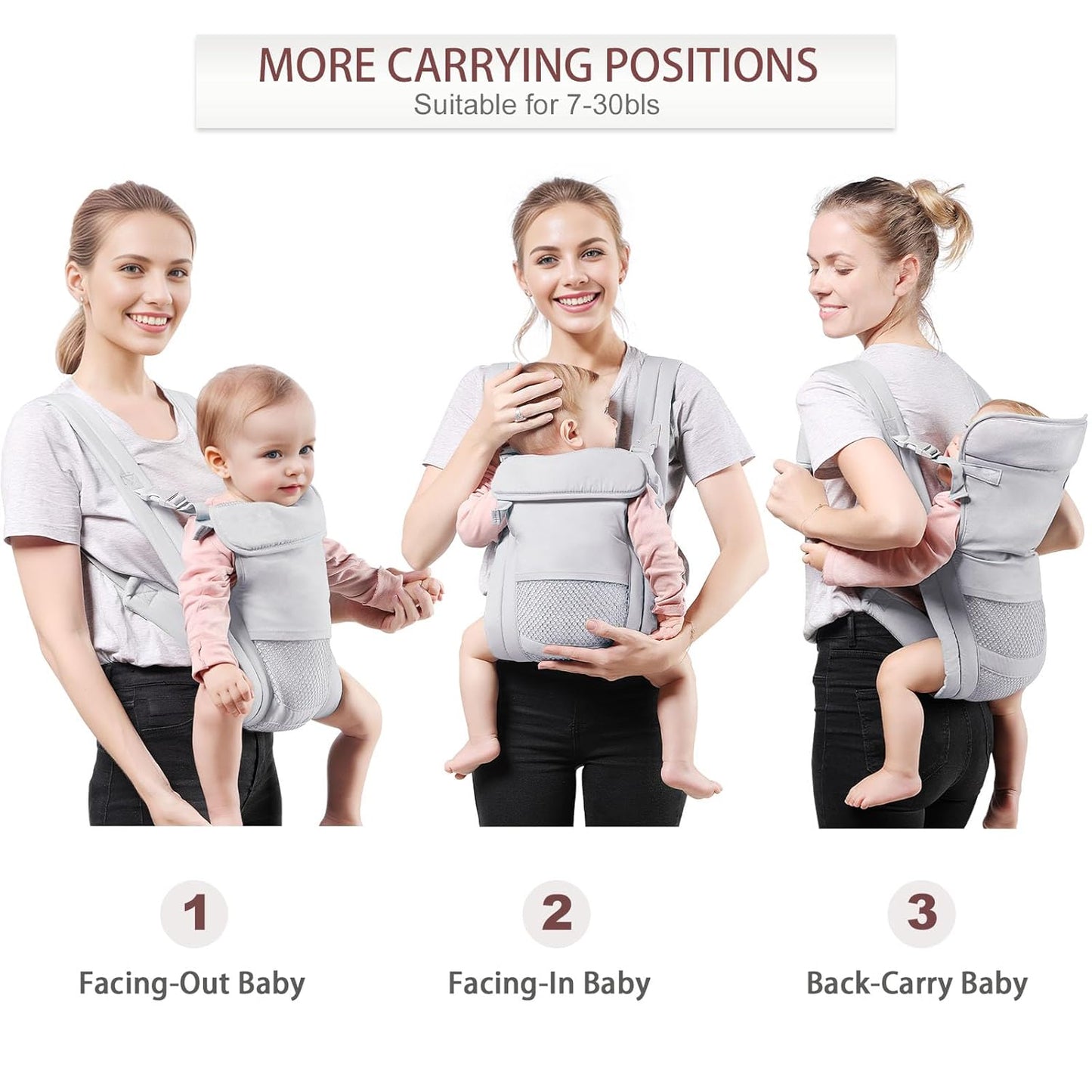 Baby Carrier Newborn to Toddler(7-30lbs), Toddler Carrier with Adjusta