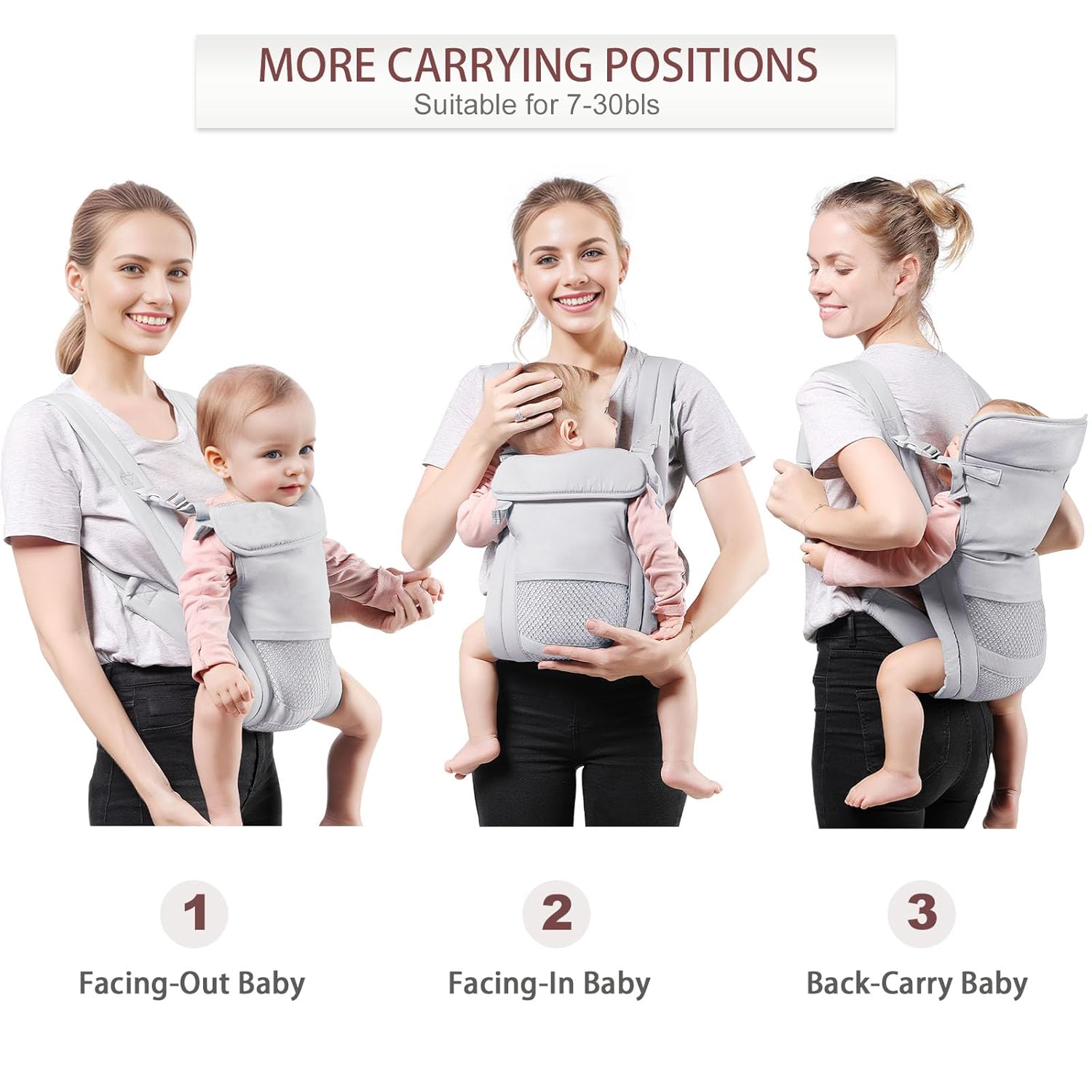 Baby Carrier Newborn to Toddler(7-30lbs), Toddler Carrier with Adjusta