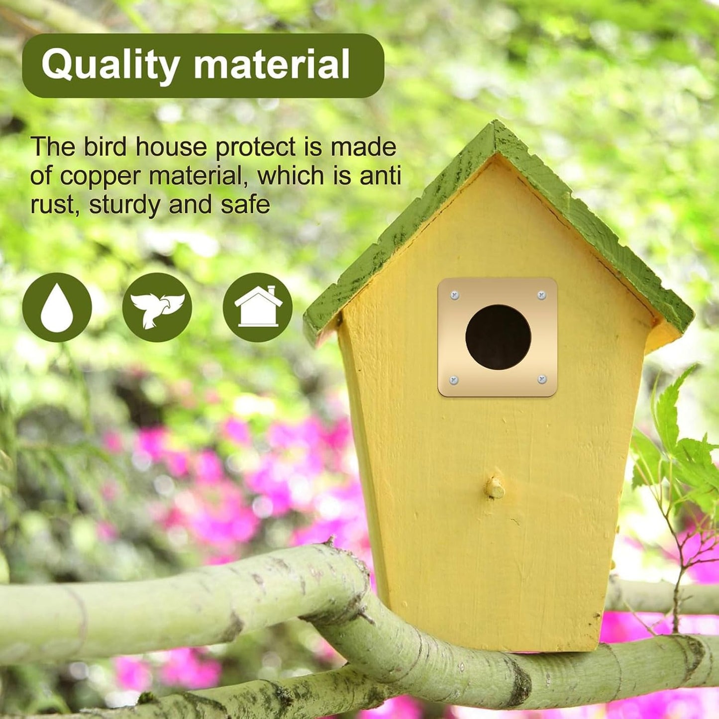 Hotop 18 Pcs 1 1/2'' Opening Metal Bird House Guard Portal Bird House Hole Protector with Copper Opening Protector Guards for Eastern Bluebird Rooms Sparrow Houses