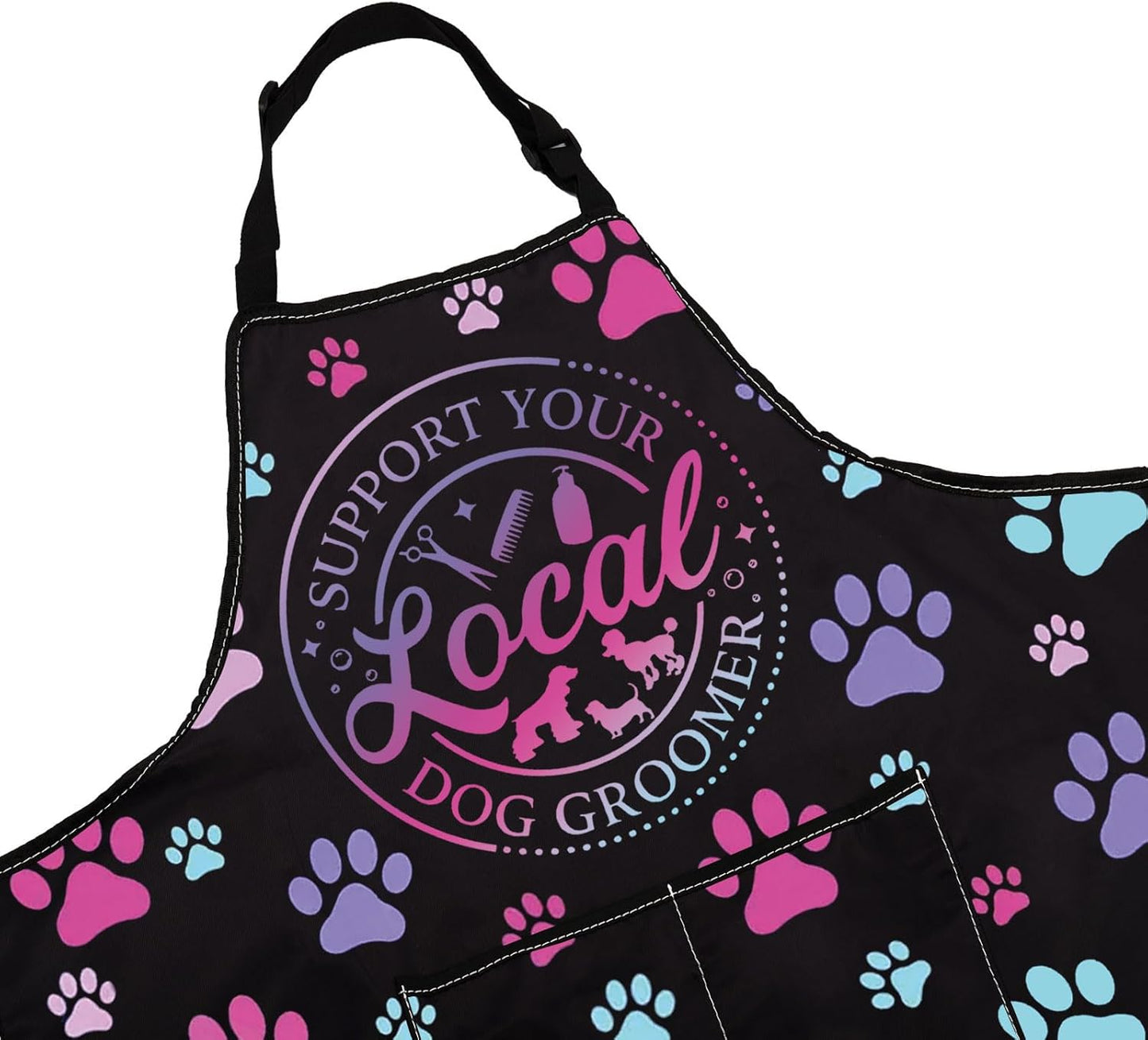 WCGXKO Support Your Local Dog Groomer Kitchen Apron Dog Hair Grooming Gift Cute Pet Grooming Gift