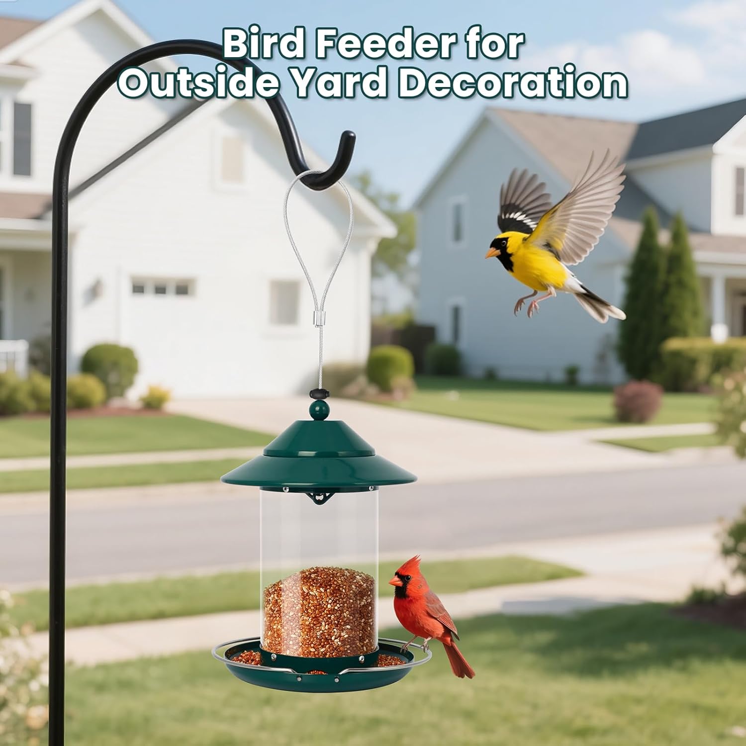 Metal Bird Feeder for Outdoors – 2.4LB Hanging Bird Feeder with 360-de