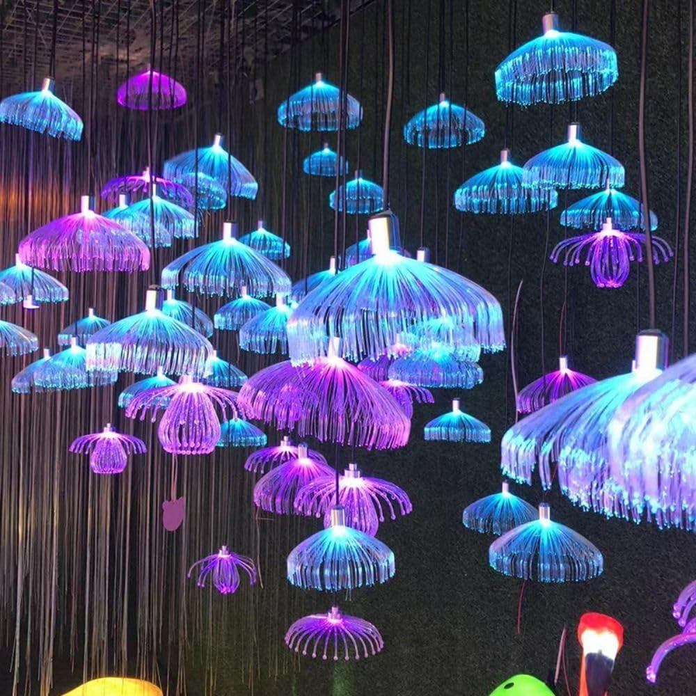 10pcs Fiber Optic Jellyfish Solar 16.5ft Remote Control Colour IP67 Waterproof Outdoor Fairy Hanging String Light Garden Trees Christmas Party Wedding Ceiling Decor