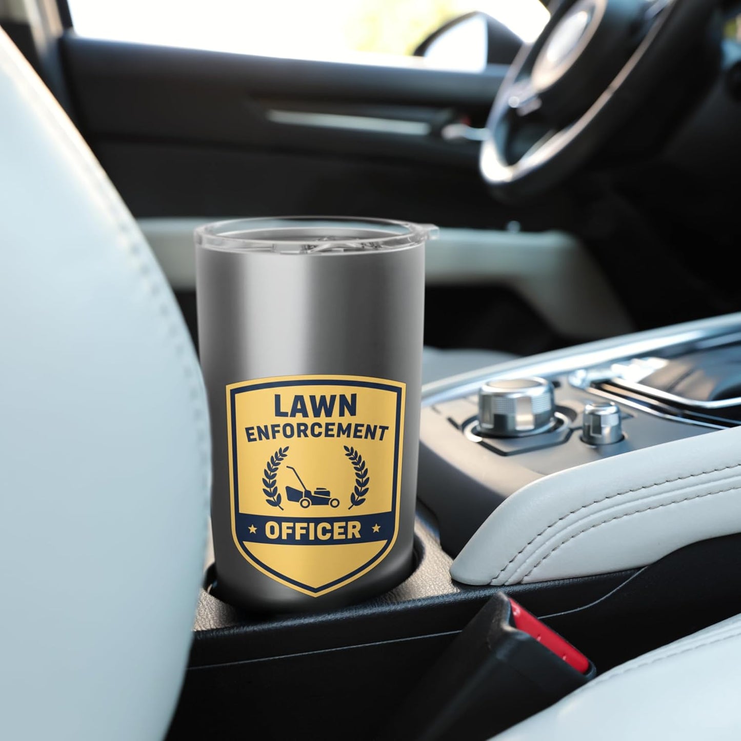 Lawn Enforcement Officer Funny Gardening Badge Lawn Care Mow Stainless Steel Insulated Tumbler