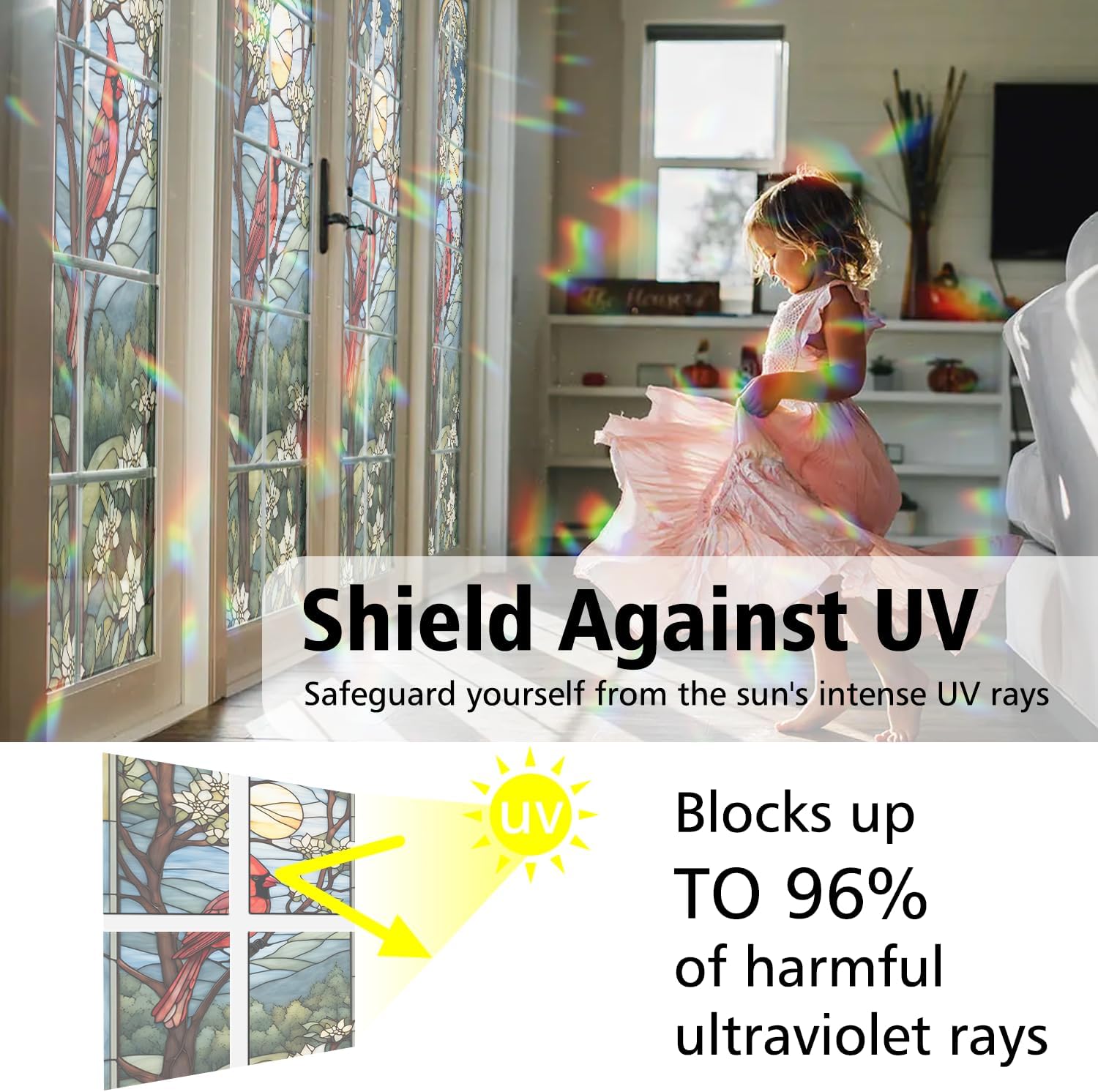 Decorative Cardinal Stained Glass Window Film, Cardinal Stained Glass 