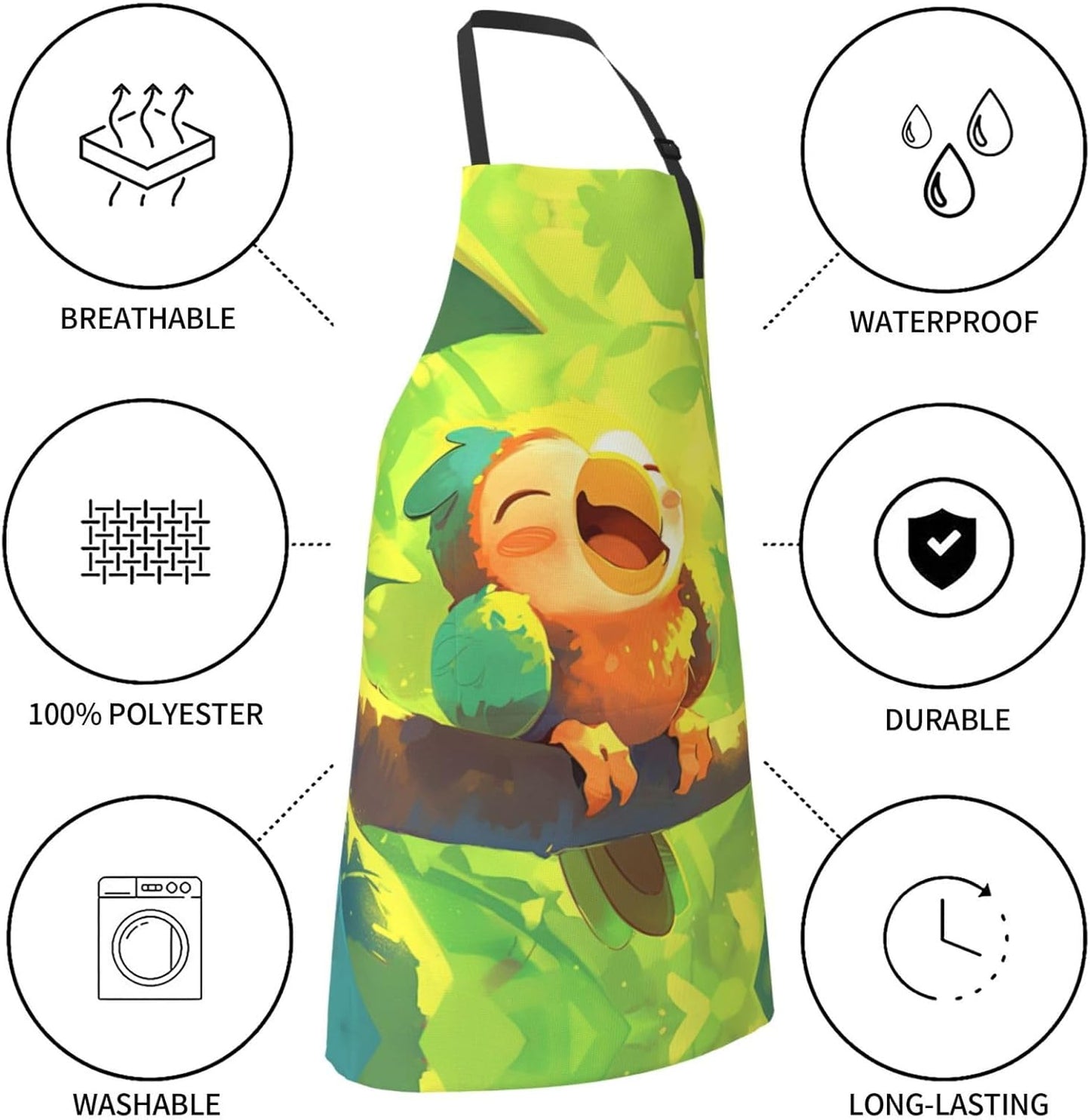Animal cartoon print Waterproof apron with pocket adjustable cooking apron for adult kitchen bibs to bake