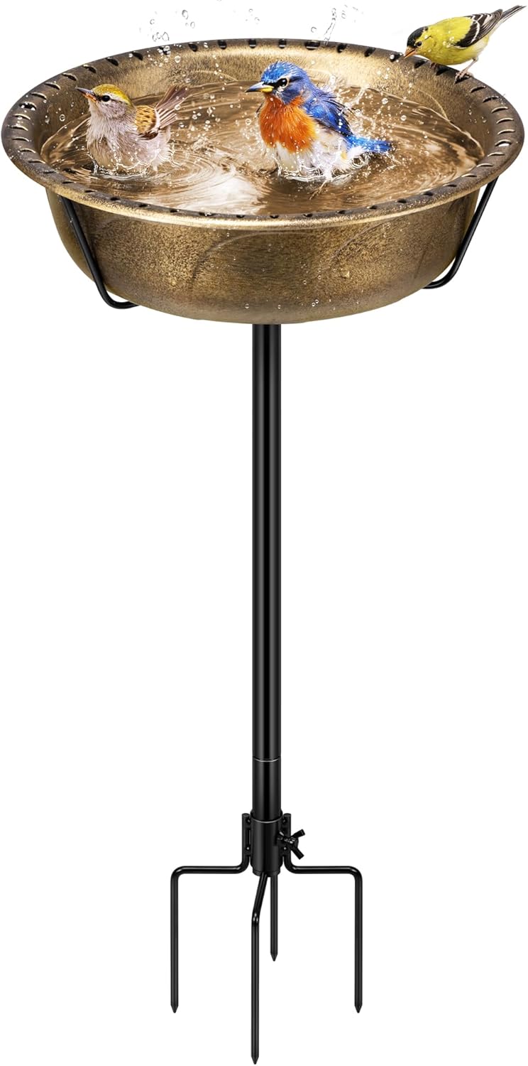 VIVOHOME Bird Bath for Outside, Outdoor 13'' Birdbath Bowl with Metal 