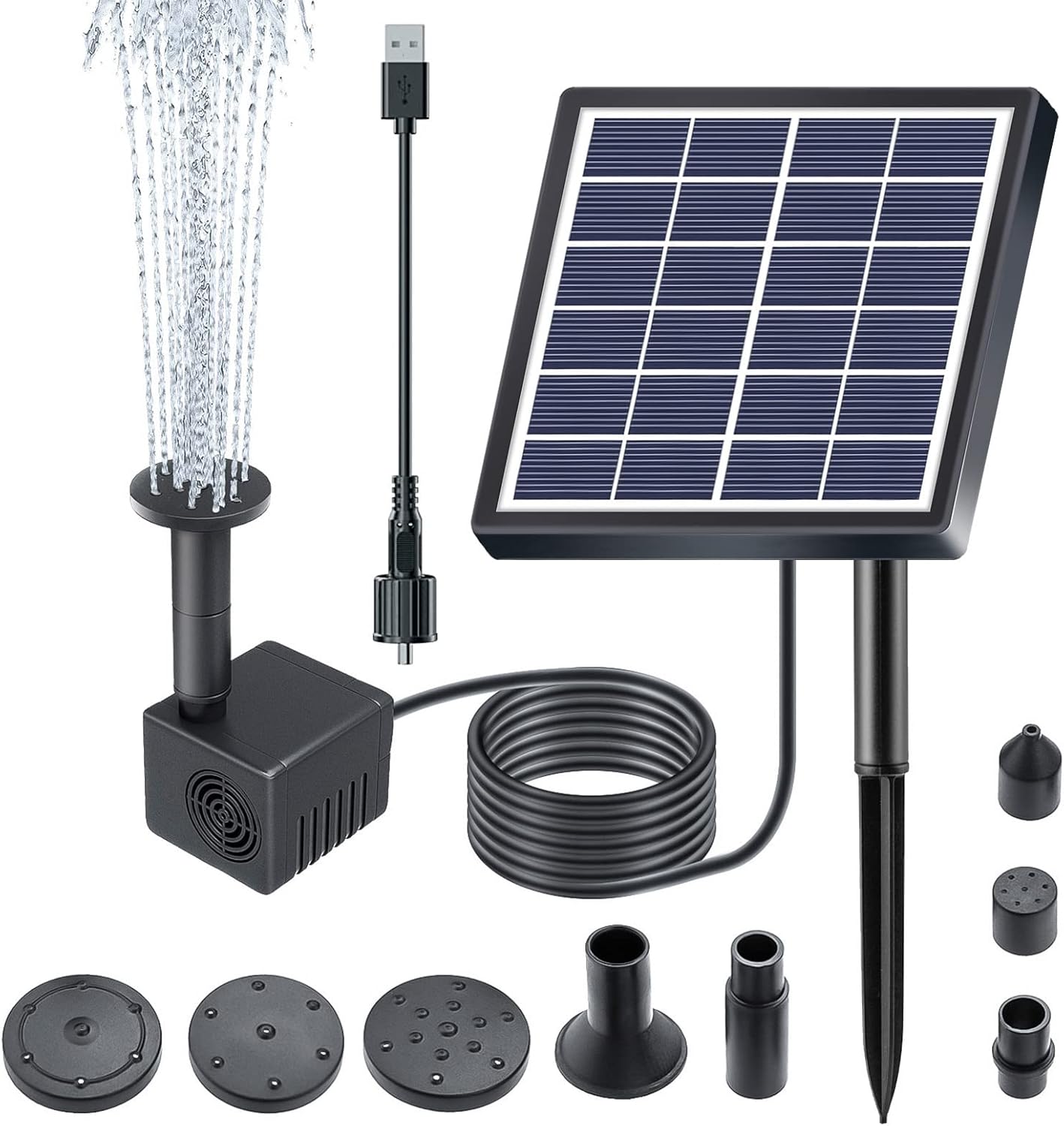 Lewisia Solar Bird Bath Fountain Pump USB Charging + Solar Powered Water Pump for Birdbath Small Pond Garden Decoration