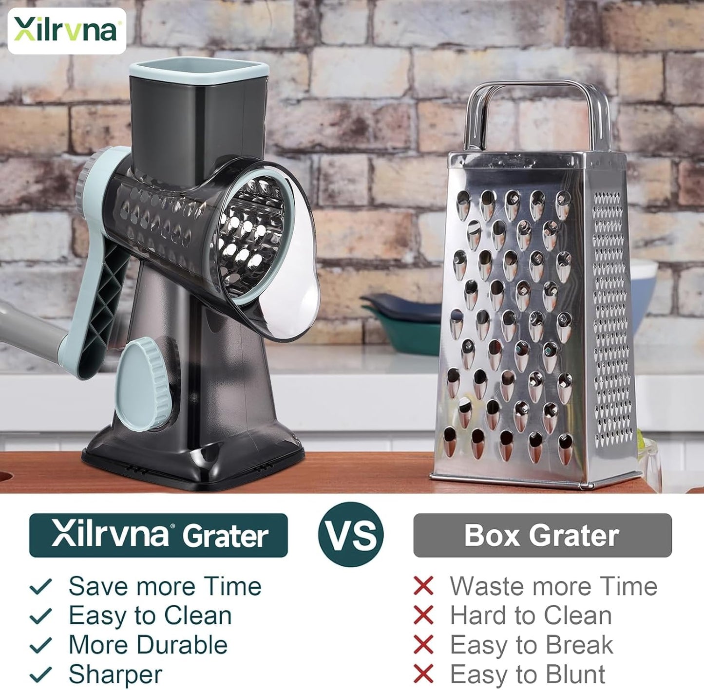 Rotary Cheese Grater with Handle Kitchen Shredder Slicer Grater Slicer