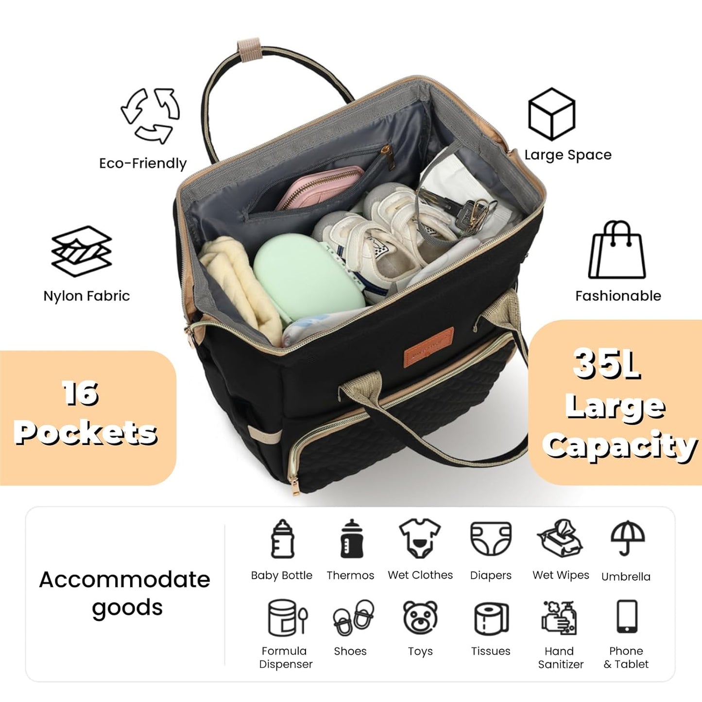 Diaper Bag Backpack with Changing Pad Pacifier Case, Baby Bag for Boy 