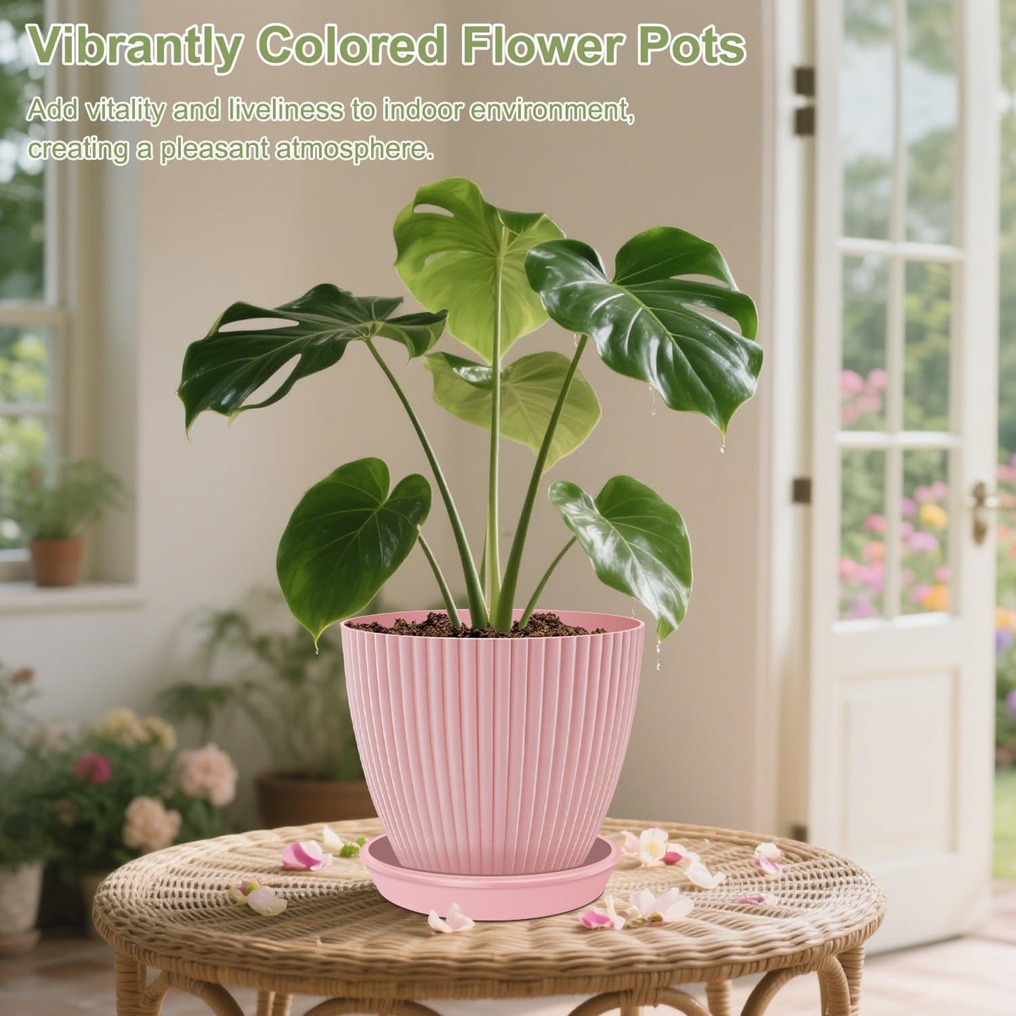 SupKing Plant Pots with Drainage Saucers 7.5/6.7/6/5/4/3.5 Inch Set of