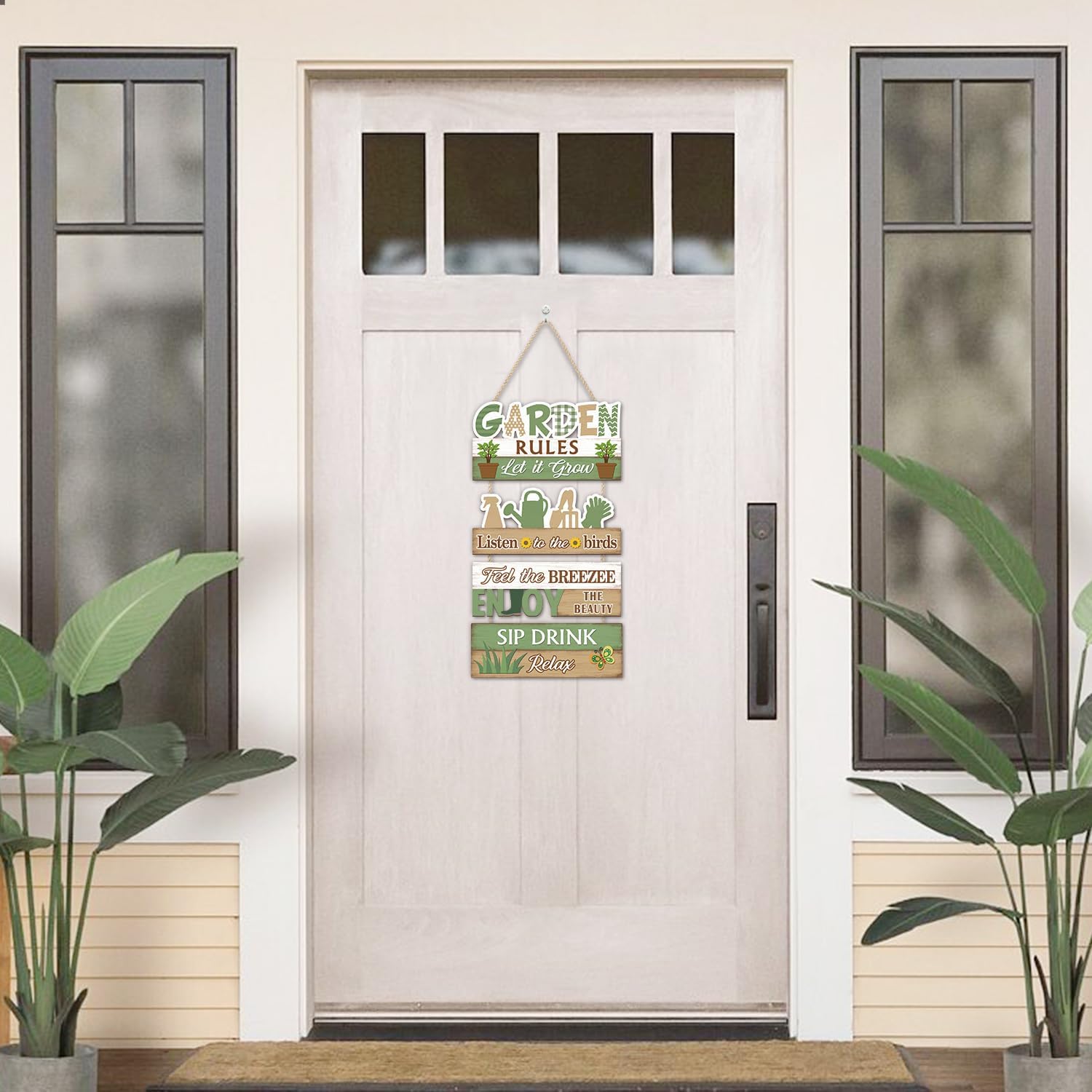 IARTTOP Garden Rules Hanging Sign Let It Grow Wooden Plaque Garden Hom