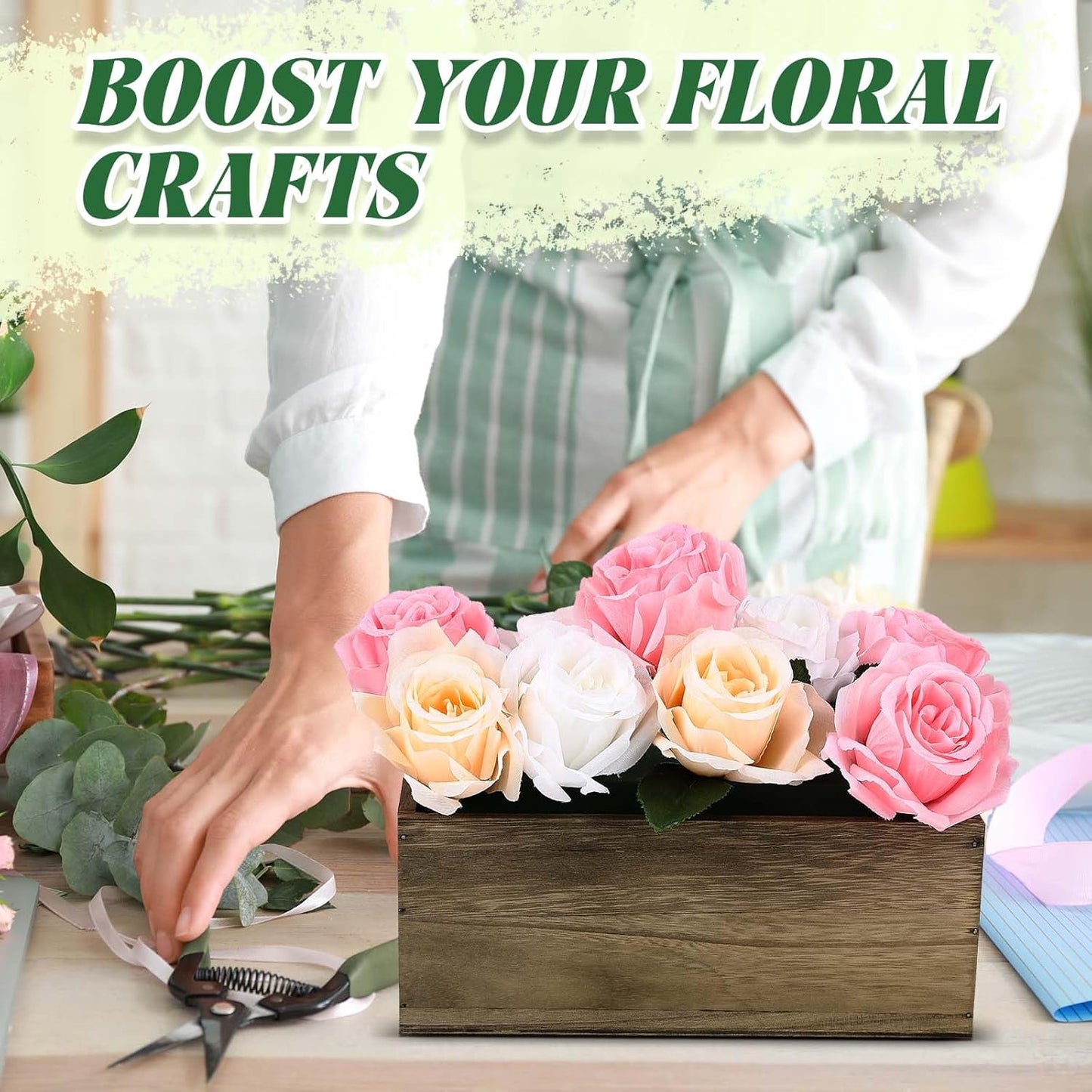 Havawish 10 Sets 10 x 4 x 4 in Wood Rectangular Planter Boxes Bulk Wood Flower Box Centerpiece Vases with Floral Foam Blocks Rustic Flower Pot Indoor Window for Wedding Arrangement