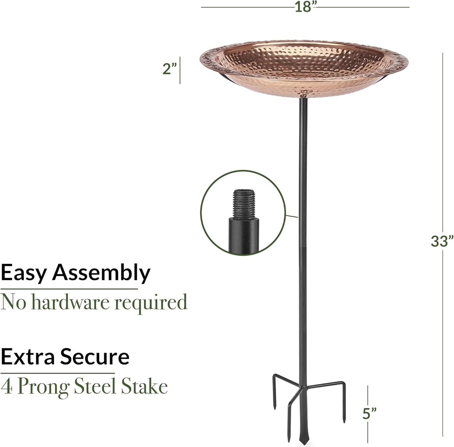 Good Directions Polished Copper Bird Bath with Fountain on Garden Pole
