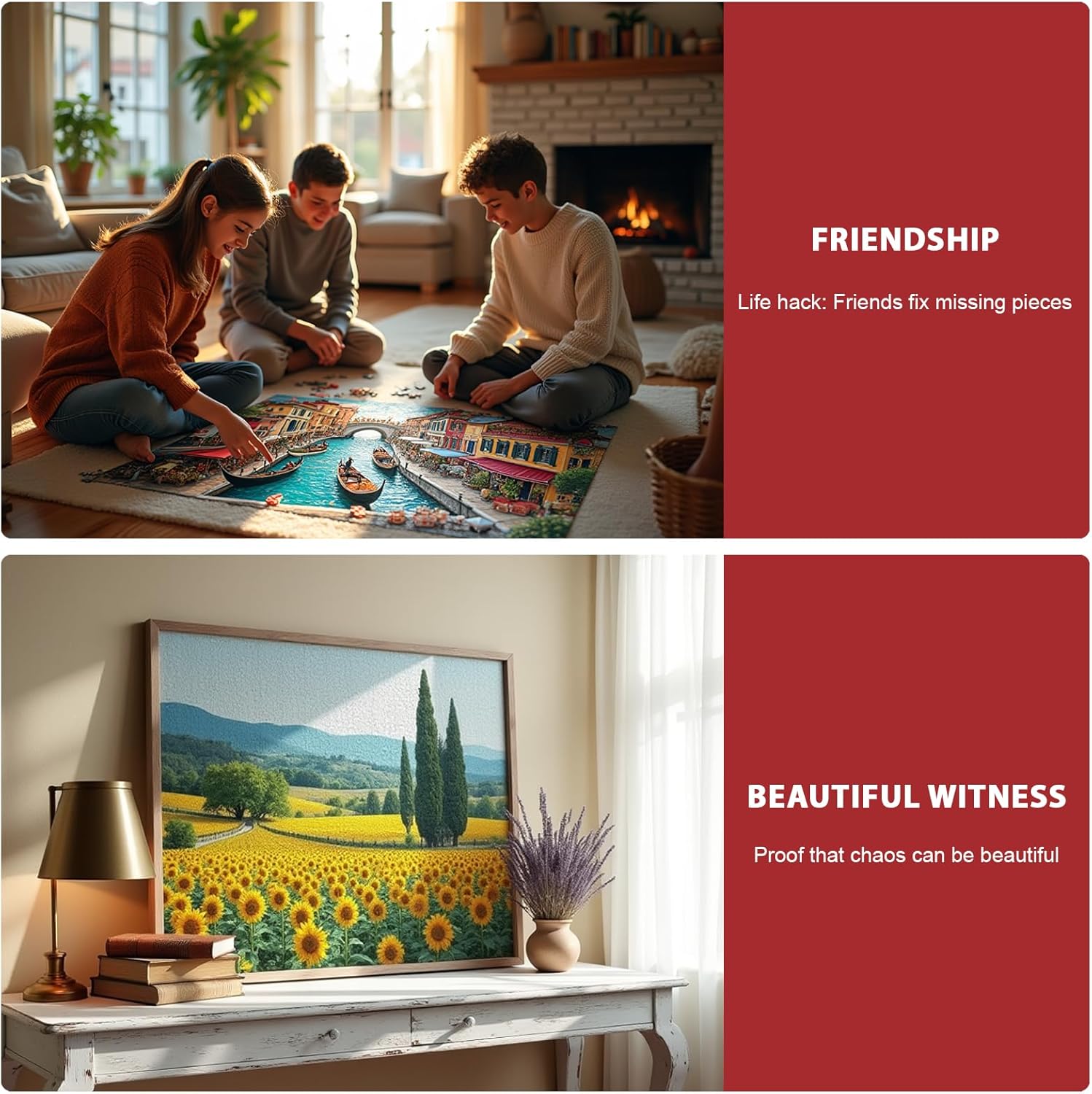 Puzzles for Adults 1000 Pieces, 2 Pack Lake and Night View Jigsaw Puzz