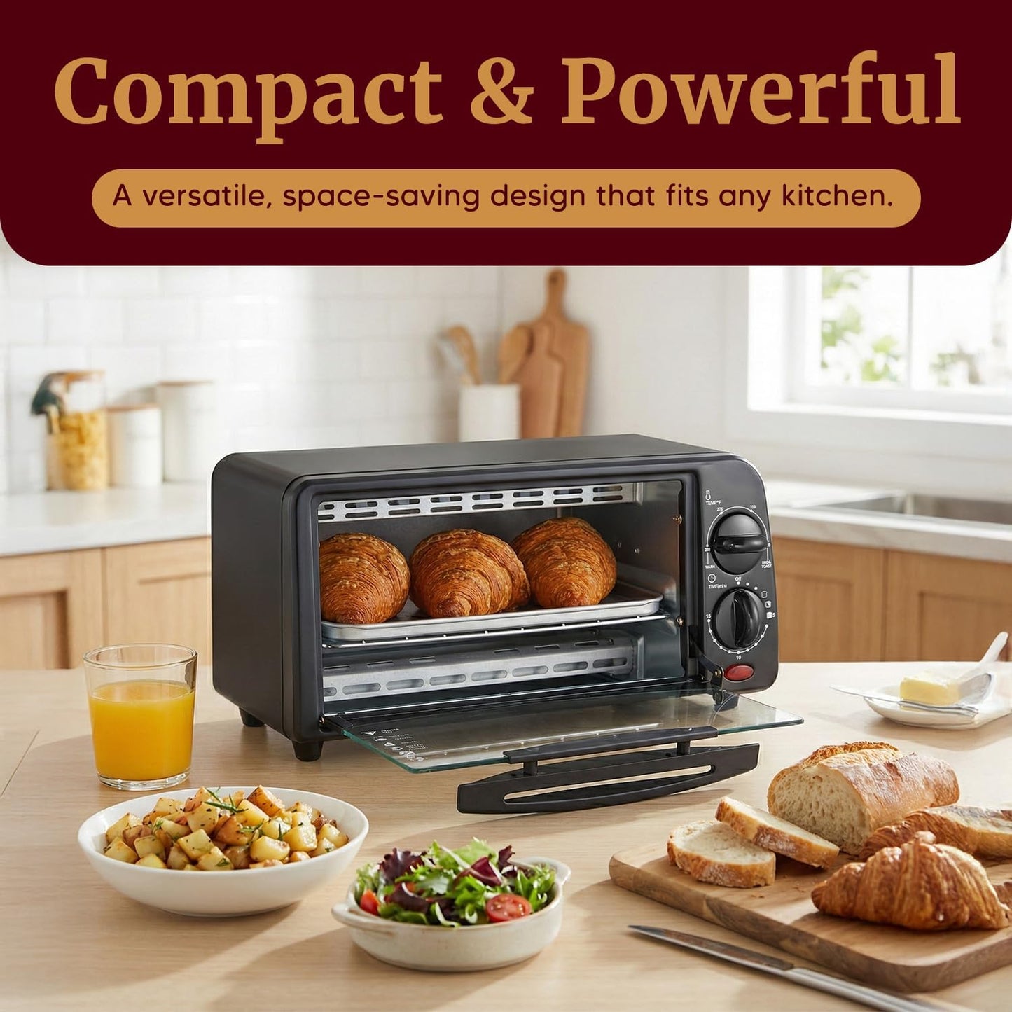 Elite Gourmet ETO236 Personal Compact 2 Slice Countertop Toaster Oven 