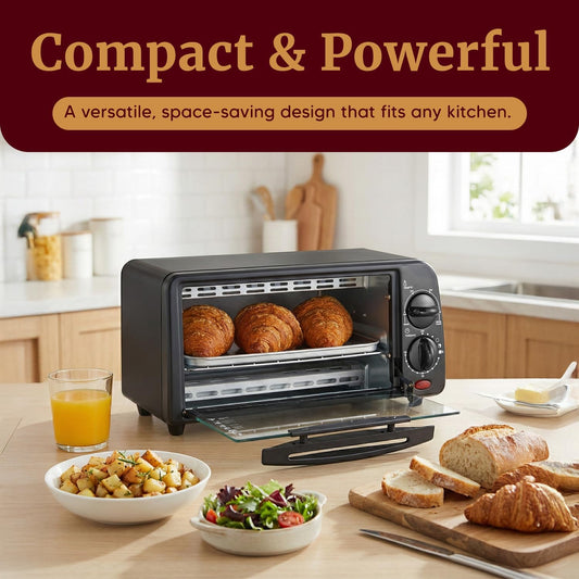 Elite Gourmet ETO236 Personal Compact 2 Slice Countertop Toaster Oven 