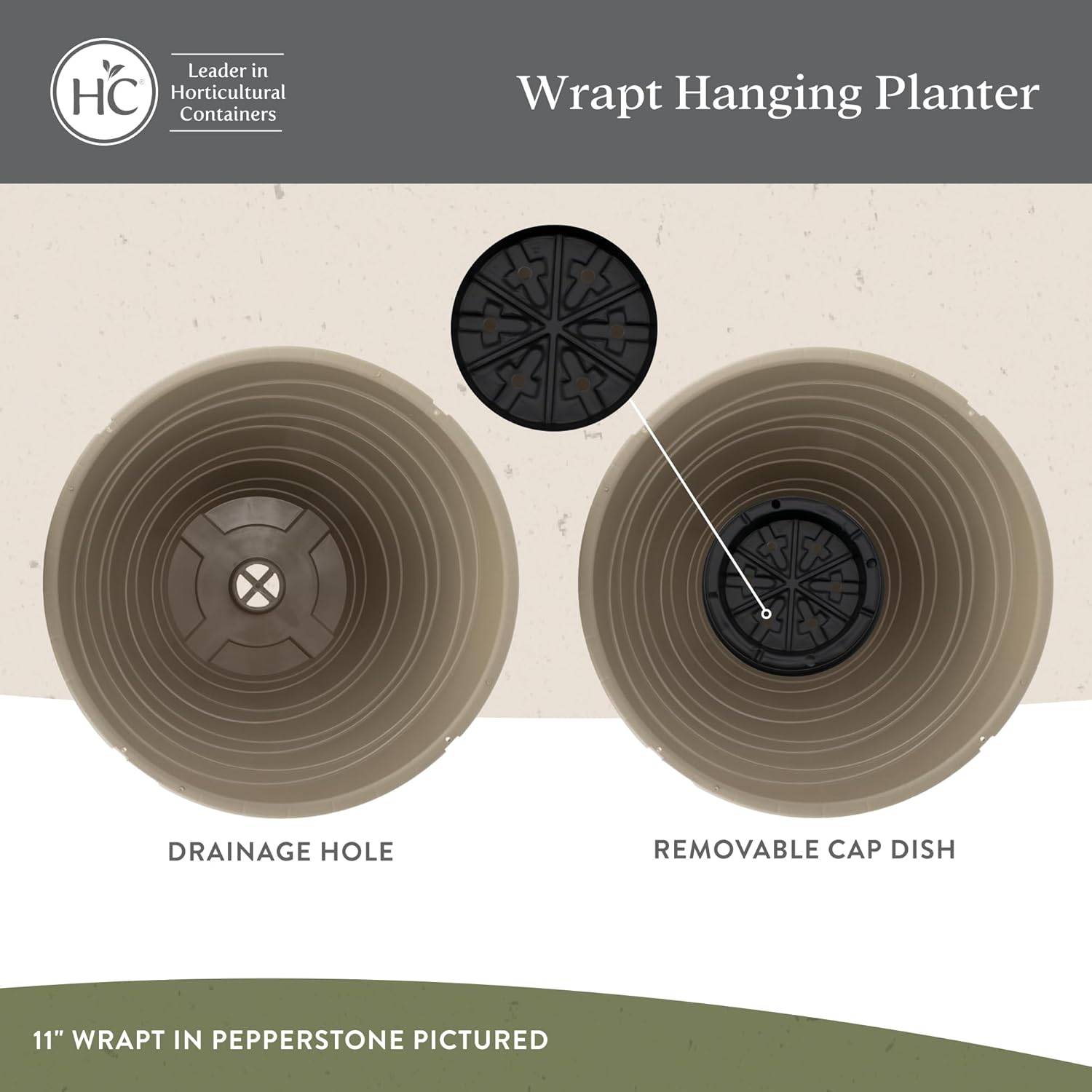 The HC Companies 11 Inch Wrapt Hanging Planters, Lightweight UV-Resist