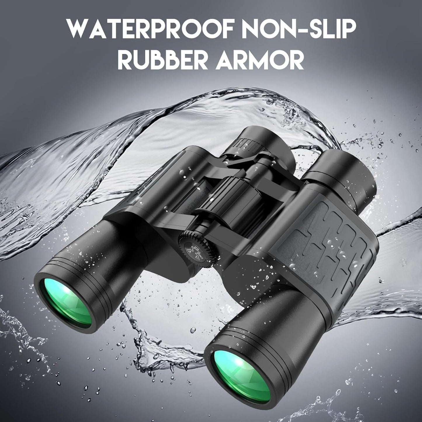 10x50 HD Binoculars for Adults High Powered, Waterproof & Compact Binoculars for Bird Watching,Travel–Low Light Vision, Non-Slip Grip, Durable Optics