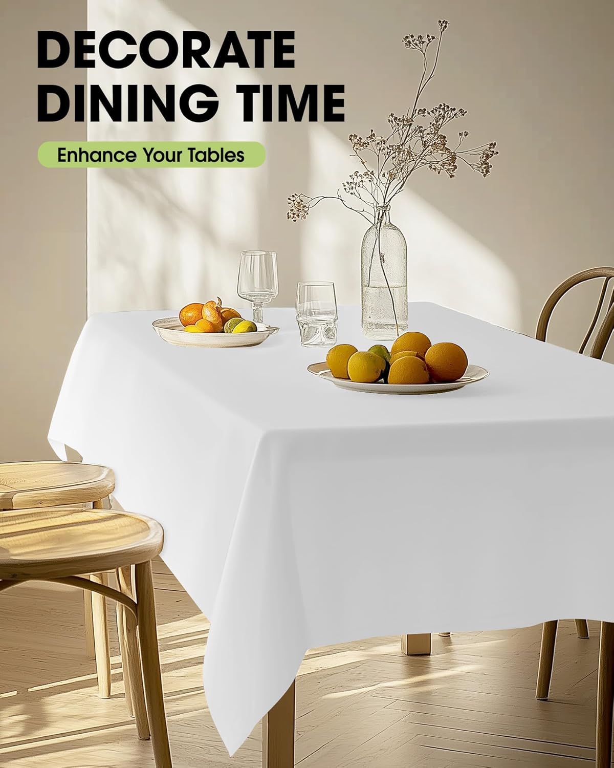 Pureegg Rectangle Table Cloth 60" x 102" – Durable Polyester Tableclot