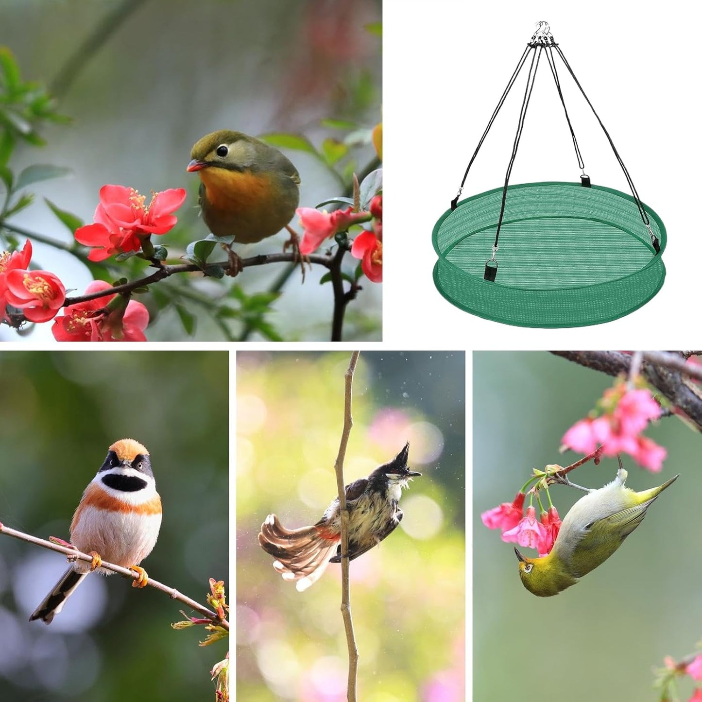 Bird Feeders Outdoors, Hummingbird Feeder Tray for Birds, Medium Weatherproof Feeding Device, Metal Material Catcher Tray with Drain Holes, Bird Feeder Accessory for Sparrows Finches Chickadees